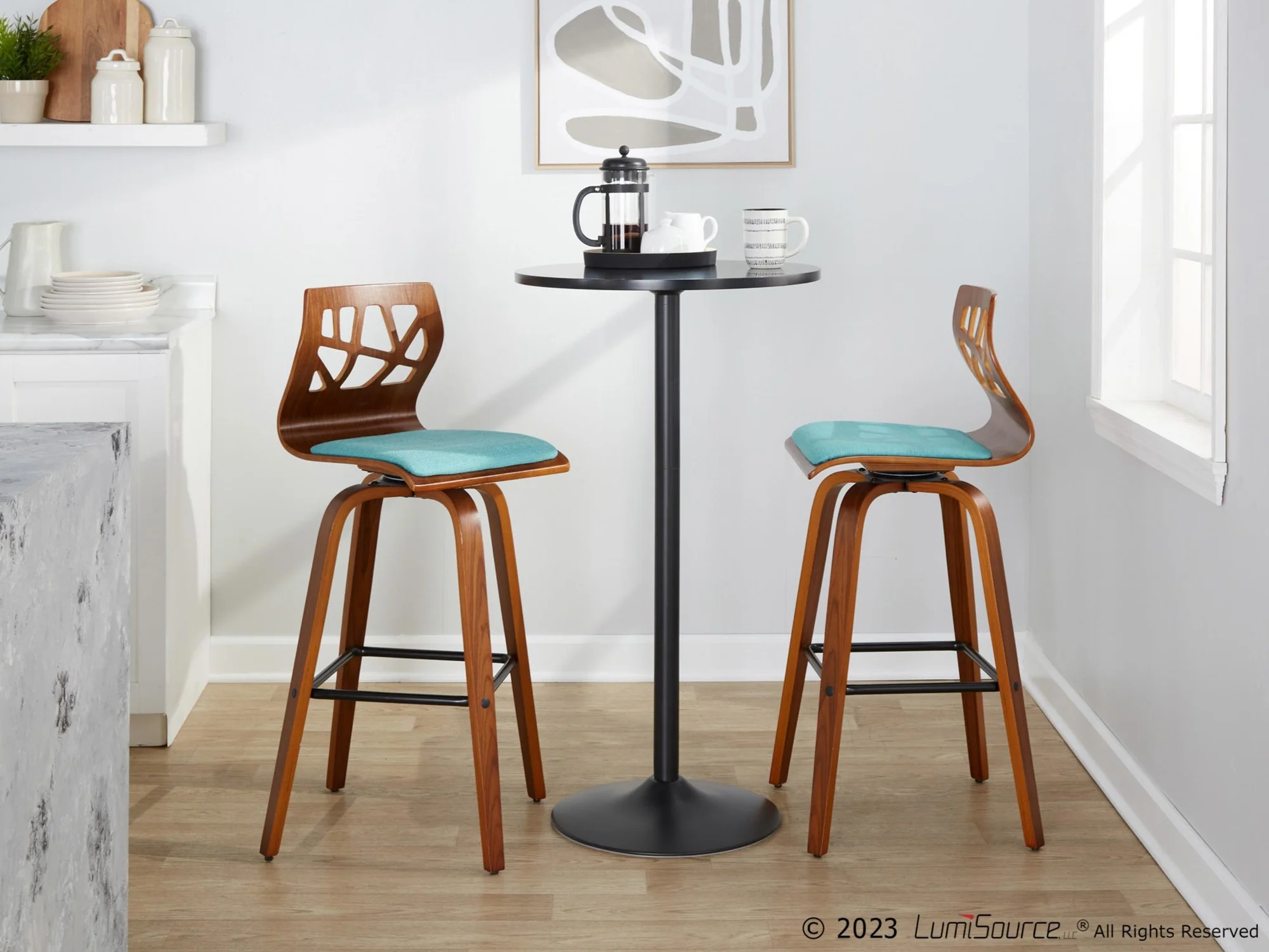 Folia 30" Fixed-Height Barstool - Set of 2 By LumiSource - B30-FOLIAFB-GRTZQ2 LGYLGYLGY2 - Image 24