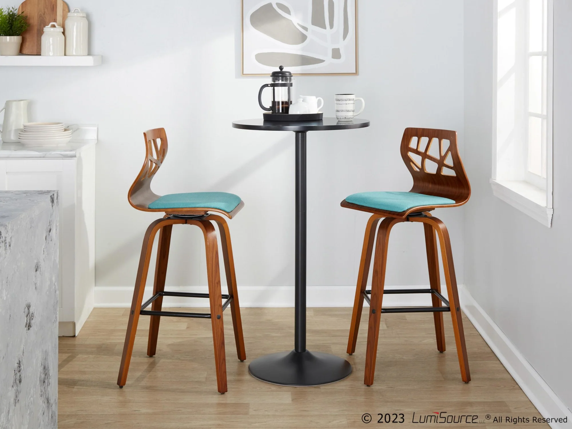 Folia 30" Fixed-Height Barstool - Set of 2 By LumiSource - B30-FOLIAFB-GRTZQ2 LGYLGYLGY2 - Image 25