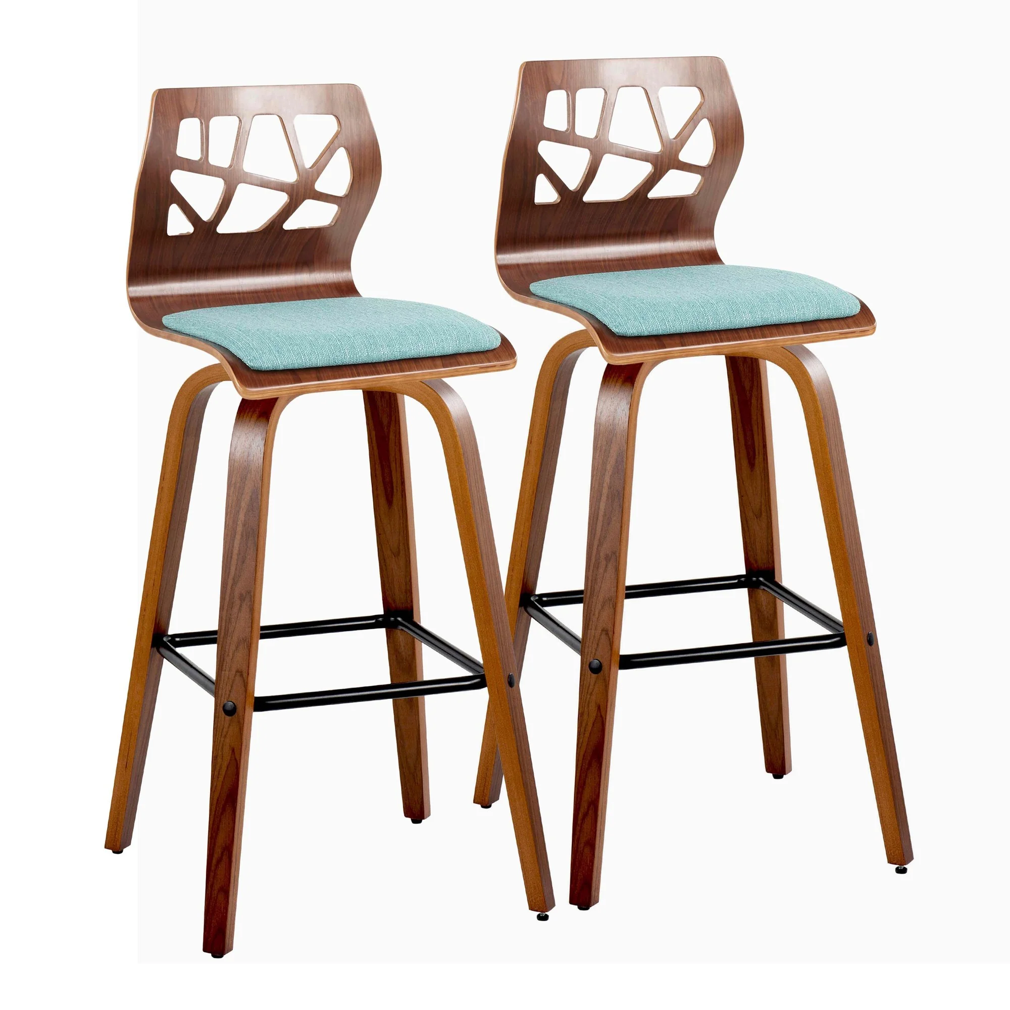 Folia 30" Fixed-Height Barstool - Set of 2 By LumiSource - B30-FOLIAFB-GRTZQ2 LGYLGYLGY2 - Image 26