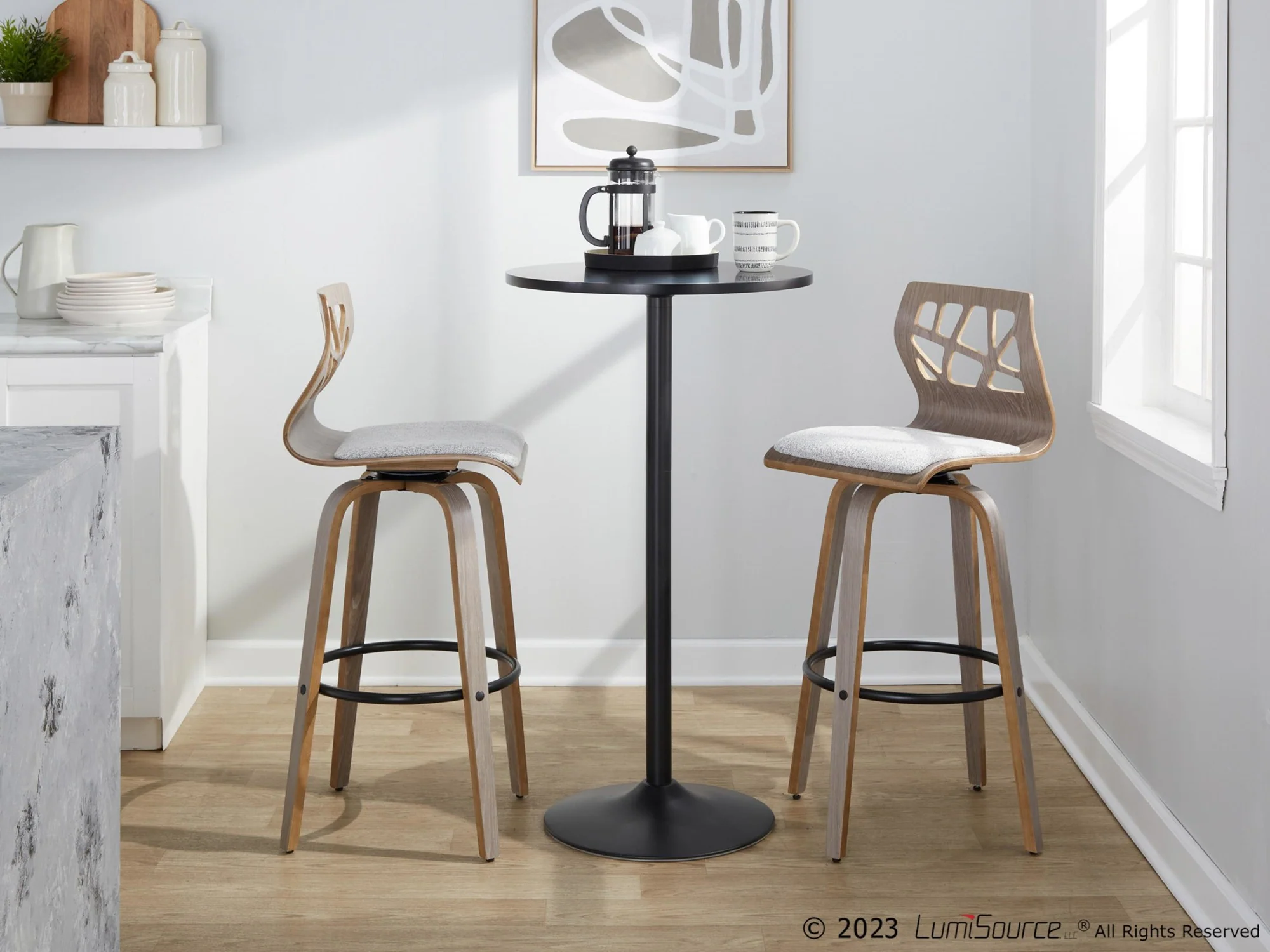 Folia 30" Fixed-Height Barstool - Set of 2 By LumiSource - B30-FOLIAFB-GRTZQ2 LGYLGYLGY2 - Image 4