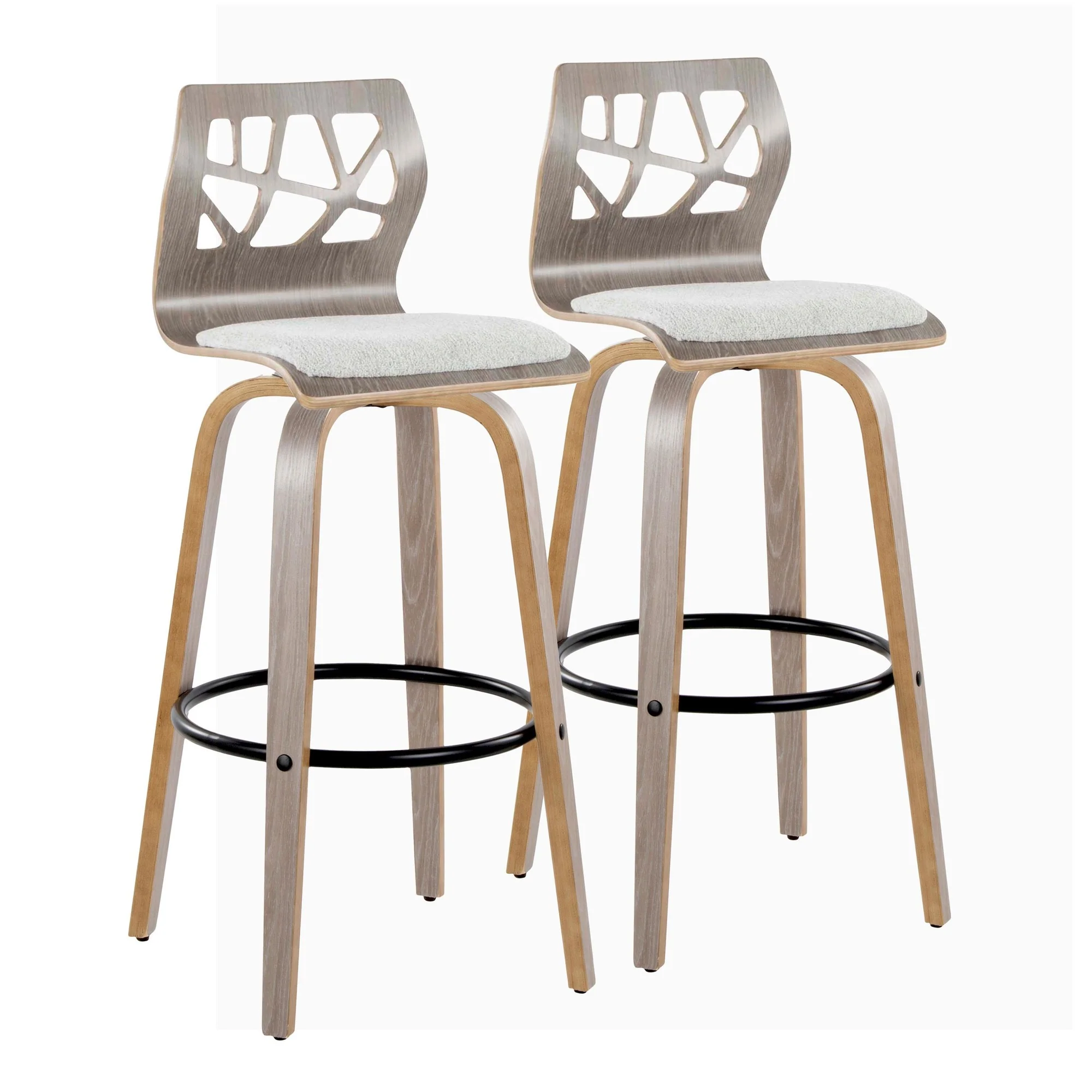 Folia 30" Fixed-Height Barstool - Set of 2 By LumiSource - B30-FOLIAFB-GRTZQ2 LGYLGYLGY2 - Image 5