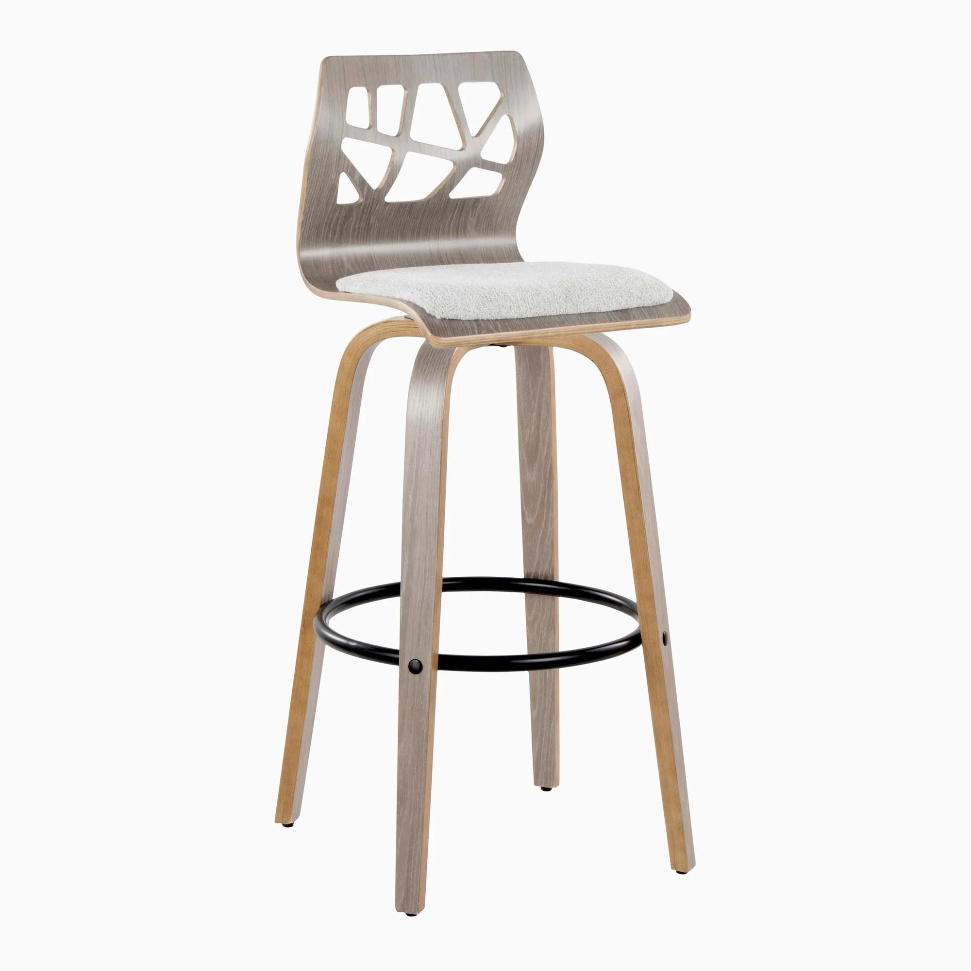 Folia 30" Fixed-Height Barstool - Set of 2 By LumiSource - B30-FOLIAFB-GRTZQ2 LGYLGYLGY2 - Image 6