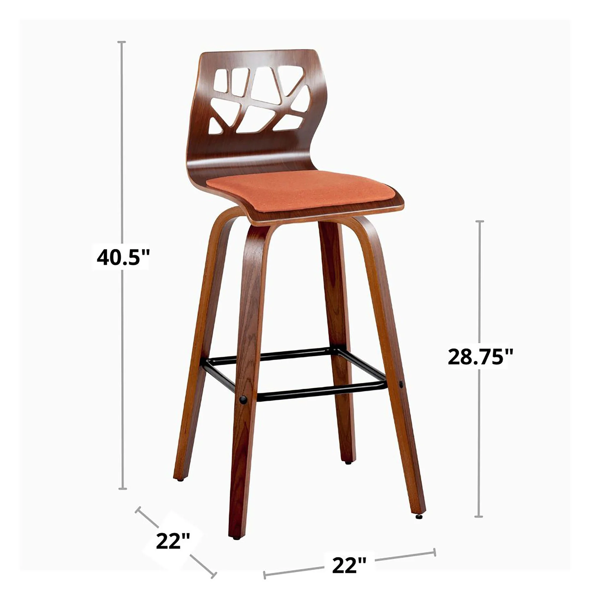 Folia 30" Fixed-Height Barstool - Set of 2 By LumiSource - B30-FOLIAPU-GRTZX2 NANACR2 - Image 10