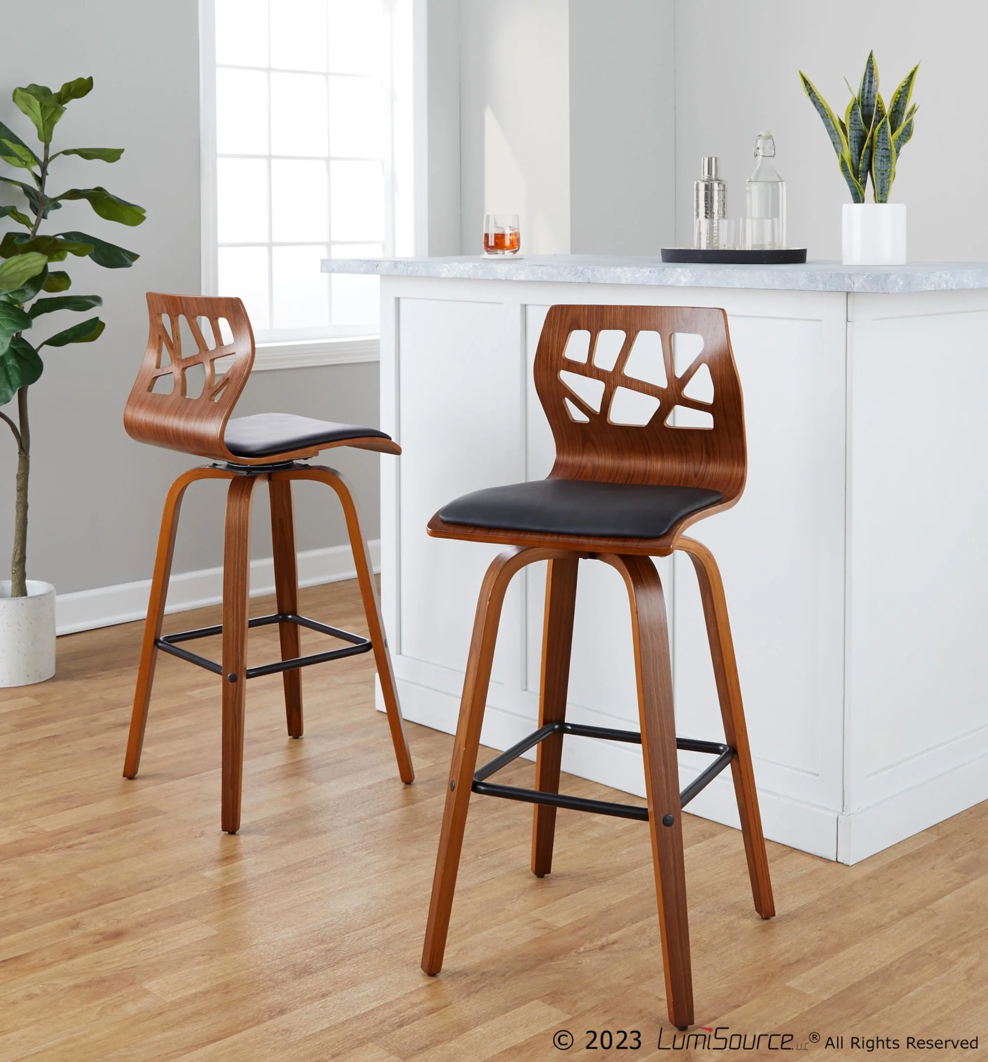 Folia 30" Fixed-Height Barstool - Set of 2 By LumiSource - B30-FOLIAPU-GRTZX2 NANACR2 - Image 12