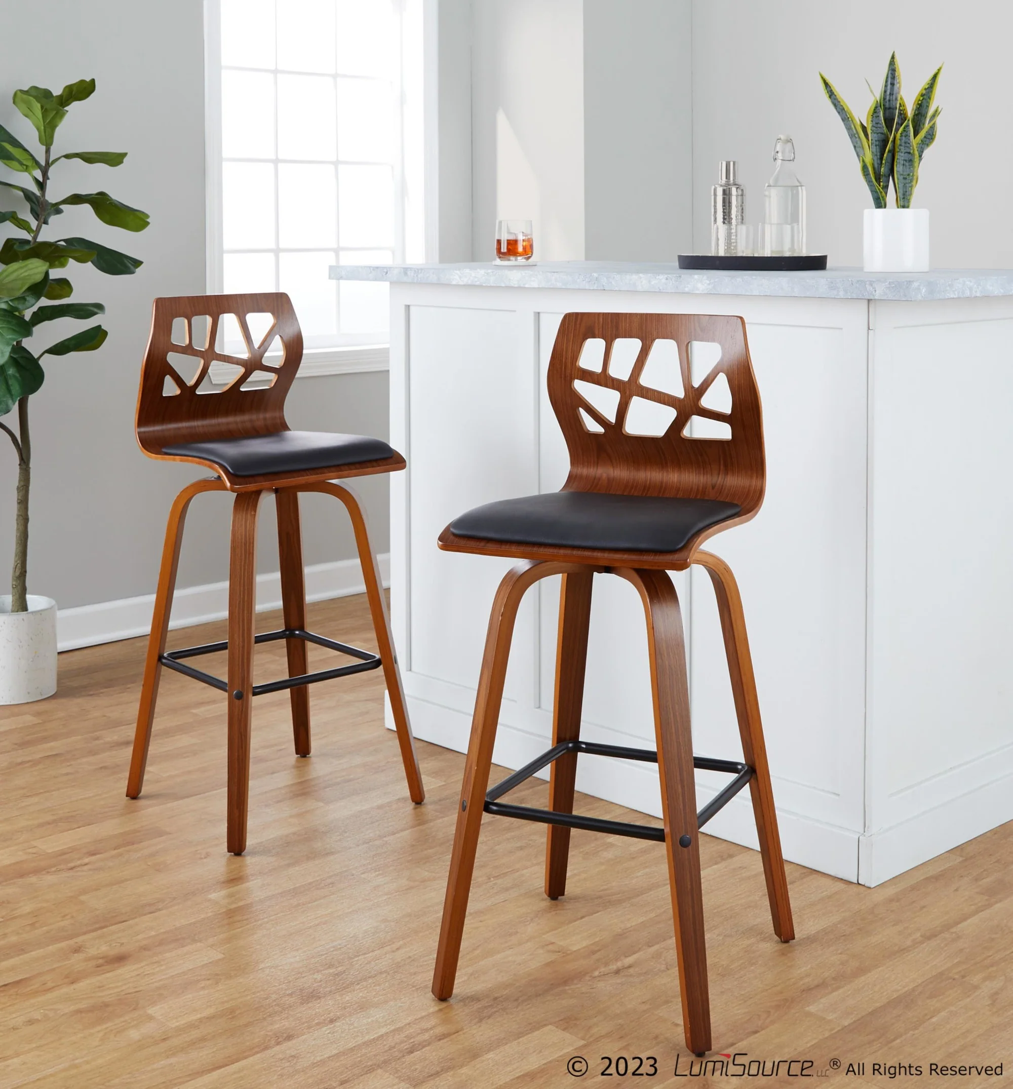 Folia 30" Fixed-Height Barstool - Set of 2 By LumiSource - B30-FOLIAPU-GRTZX2 NANACR2 - Image 13