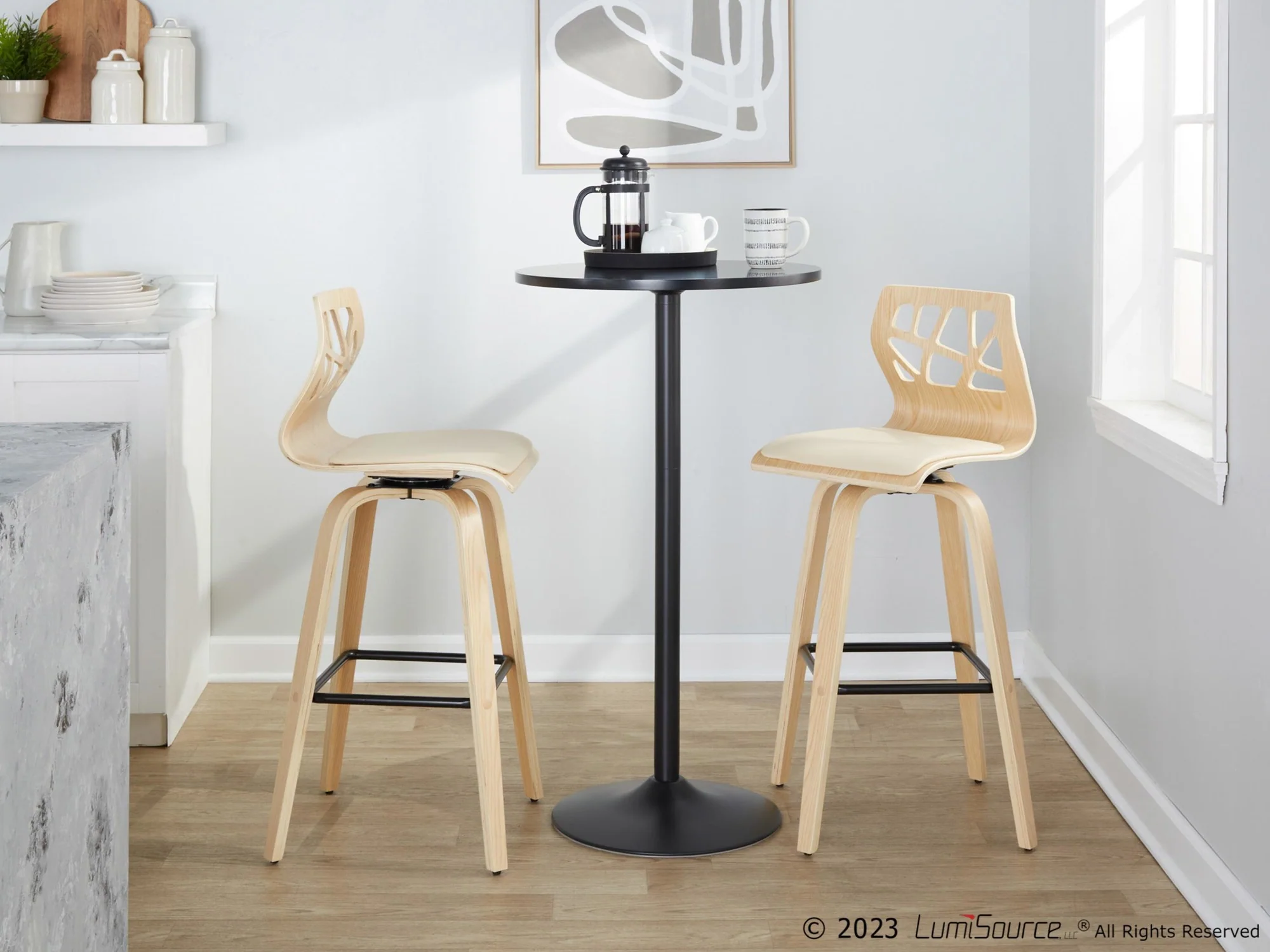 Folia 30" Fixed-Height Barstool - Set of 2 By LumiSource - B30-FOLIAPU-GRTZX2 NANACR2 - Image 2