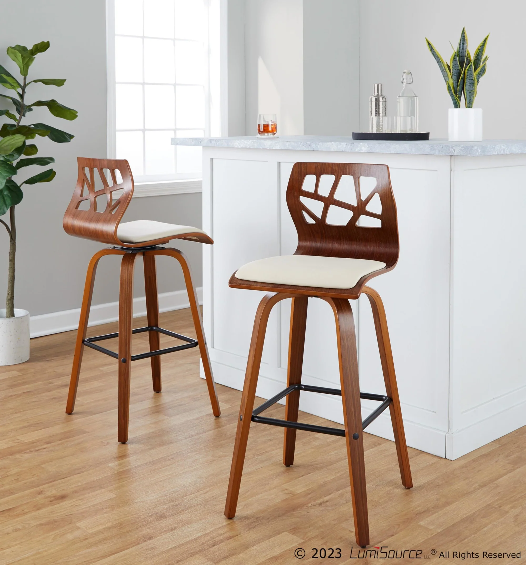 Folia 30" Fixed-Height Barstool - Set of 2 By LumiSource - B30-FOLIAPU-GRTZX2 NANACR2 - Image 22
