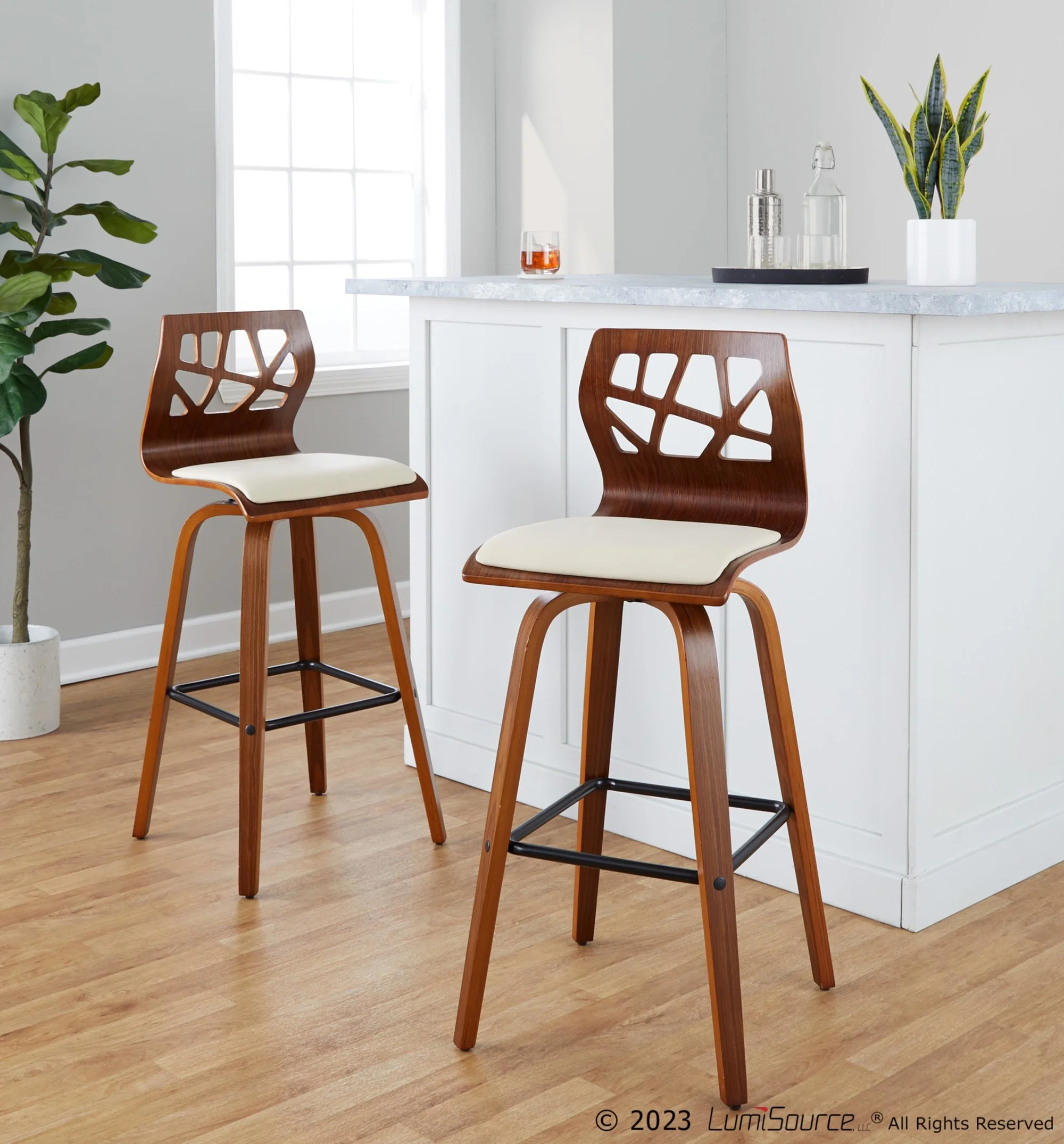 Folia 30" Fixed-Height Barstool - Set of 2 By LumiSource - B30-FOLIAPU-GRTZX2 NANACR2 - Image 23