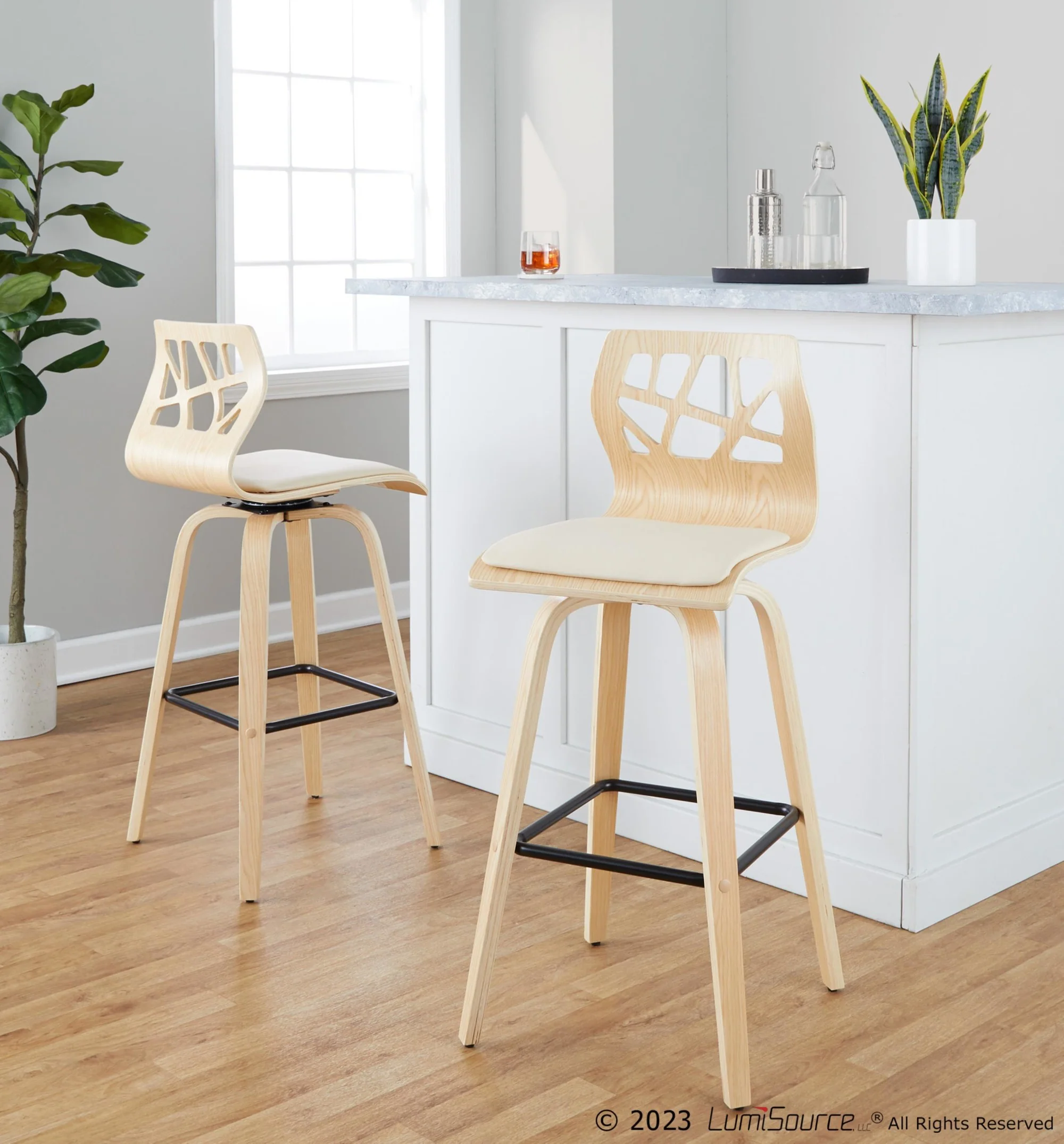Folia 30" Fixed-Height Barstool - Set of 2 By LumiSource - B30-FOLIAPU-GRTZX2 NANACR2 - Image 3