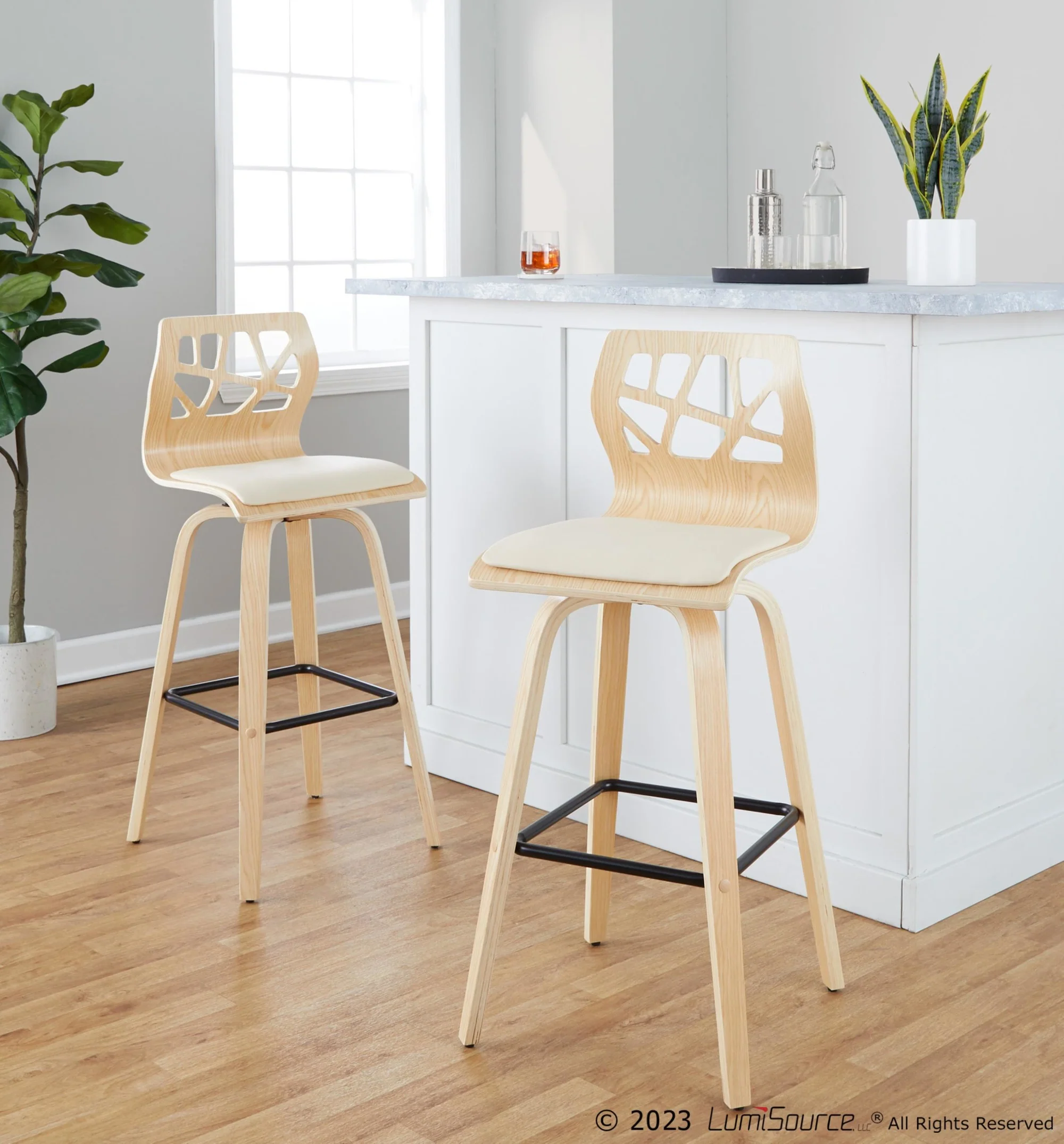 Folia 30" Fixed-Height Barstool - Set of 2 By LumiSource - B30-FOLIAPU-GRTZX2 NANACR2 - Image 4