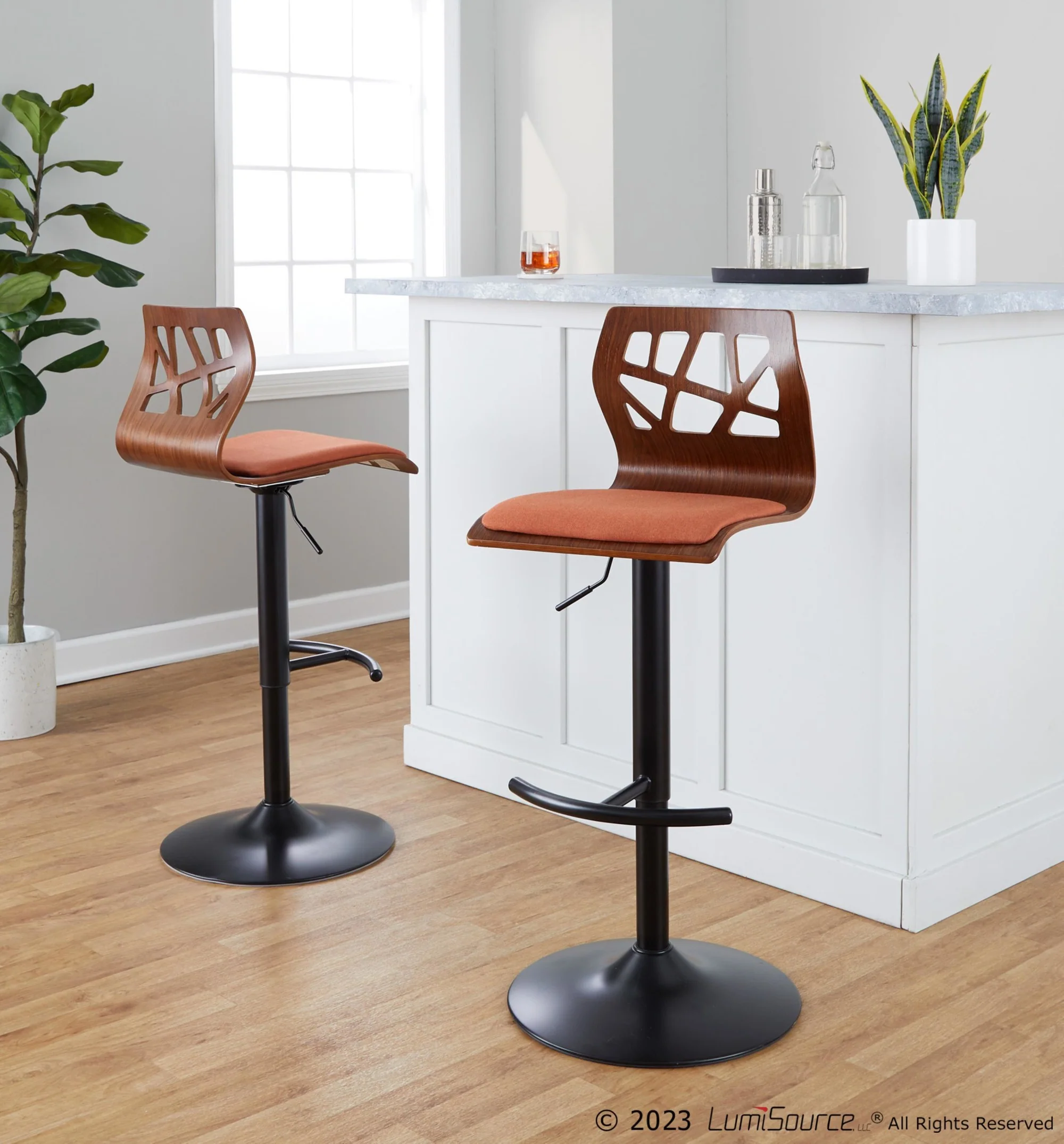 Folia Adjustable Barstool - Set of 2 By LumiSource - BS-FOLIAFB-RT2 BKLGYLGY2 - Image 18