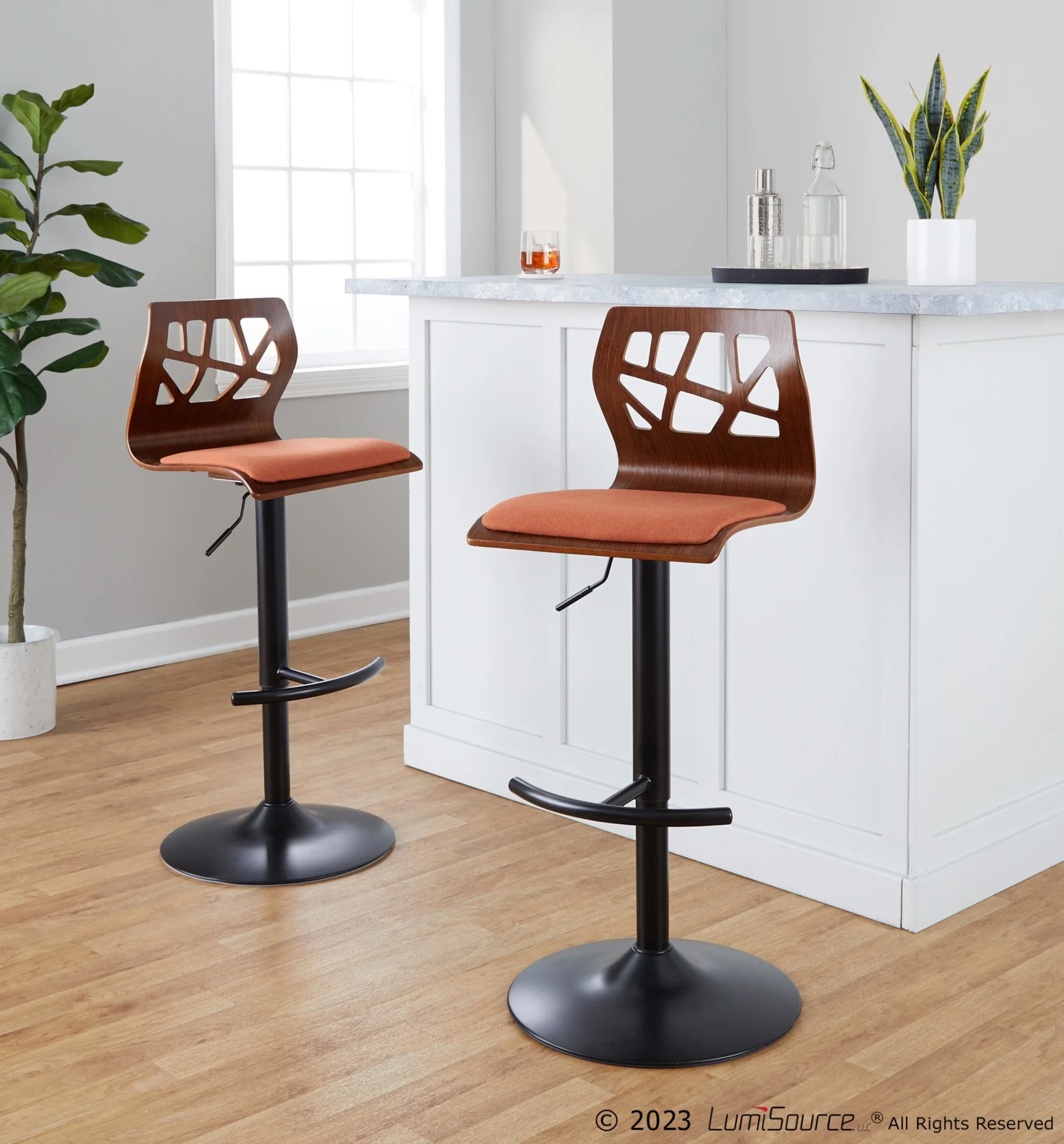 Folia Adjustable Barstool - Set of 2 By LumiSource - BS-FOLIAFB-RT2 BKLGYLGY2 - Image 19