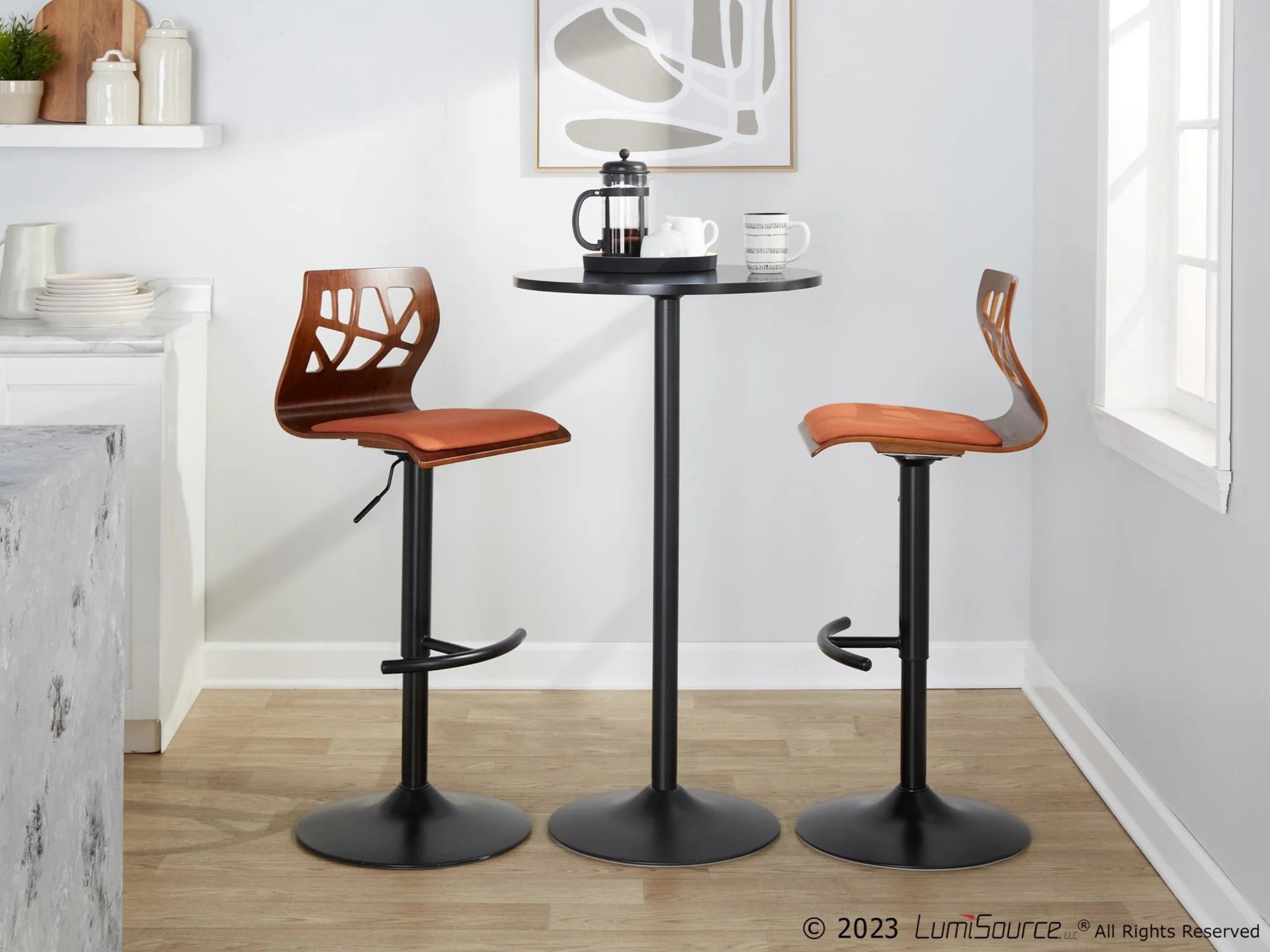 Folia Adjustable Barstool - Set of 2 By LumiSource - BS-FOLIAFB-RT2 BKLGYLGY2 - Image 20