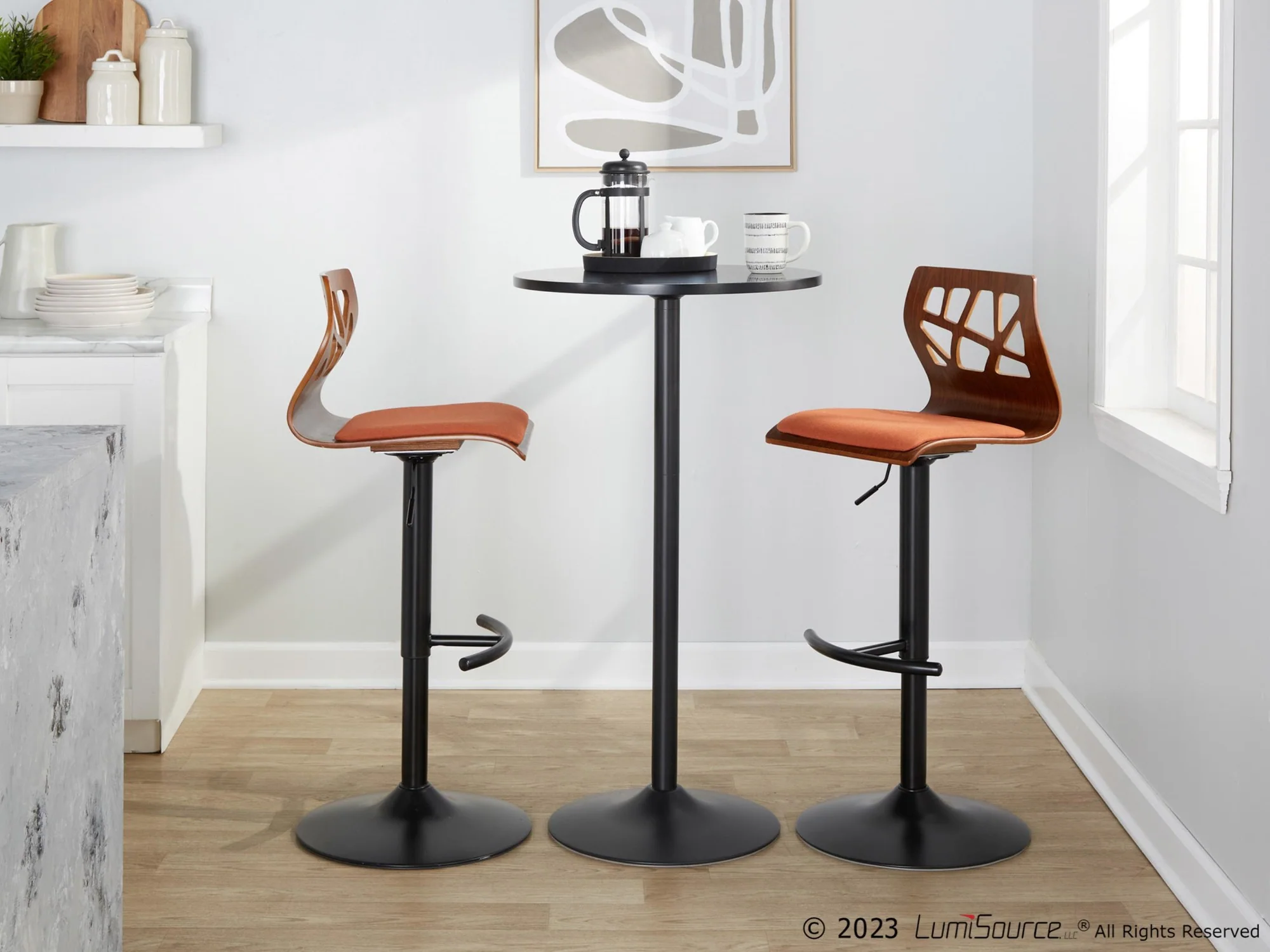 Folia Adjustable Barstool - Set of 2 By LumiSource - BS-FOLIAFB-RT2 BKLGYLGY2 - Image 21