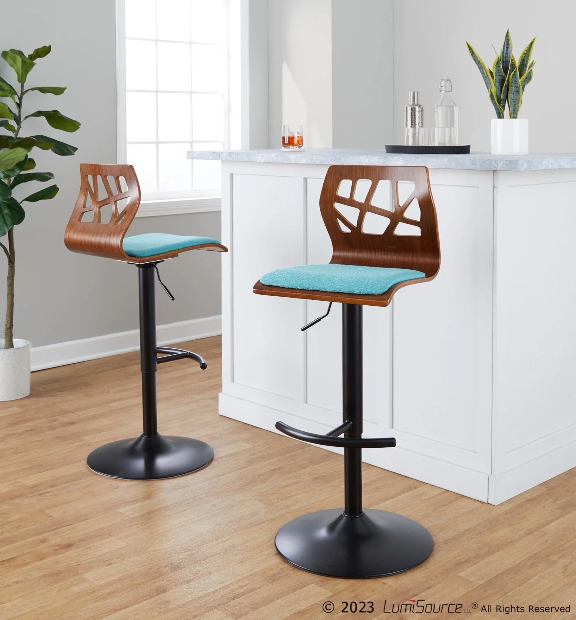 Folia Adjustable Barstool - Set of 2 By LumiSource - BS-FOLIAFB-RT2 BKLGYLGY2 - Image 28