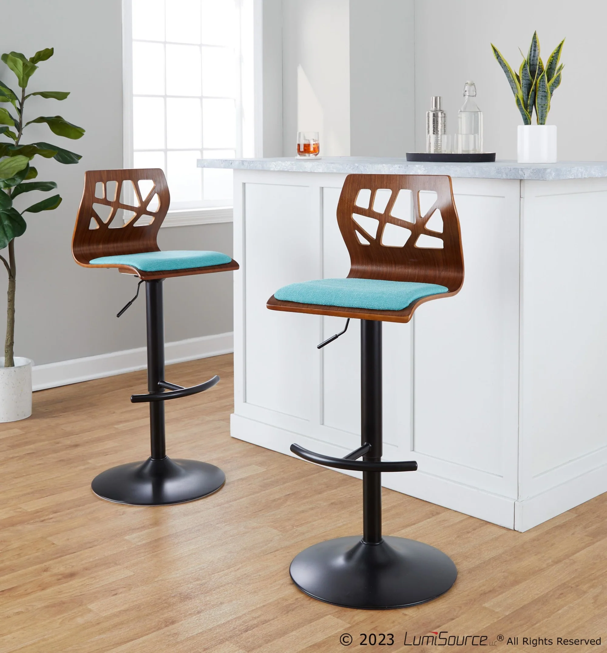 Folia Adjustable Barstool - Set of 2 By LumiSource - BS-FOLIAFB-RT2 BKLGYLGY2 - Image 29