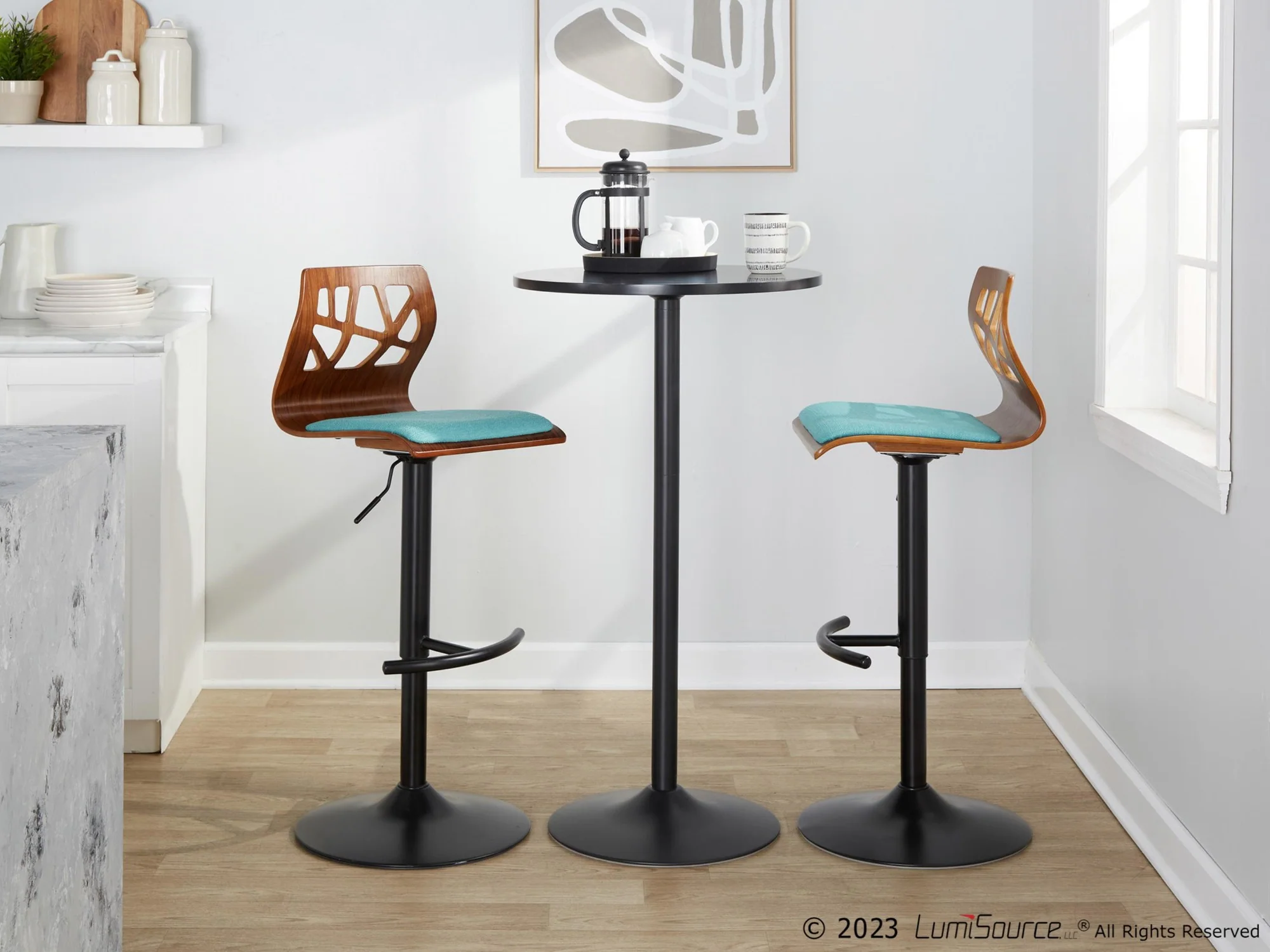 Folia Adjustable Barstool - Set of 2 By LumiSource - BS-FOLIAFB-RT2 BKLGYLGY2 - Image 30