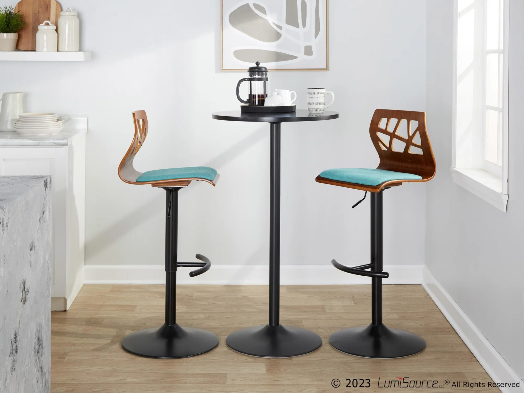 Folia Adjustable Barstool - Set of 2 By LumiSource - BS-FOLIAFB-RT2 BKLGYLGY2 - Image 31