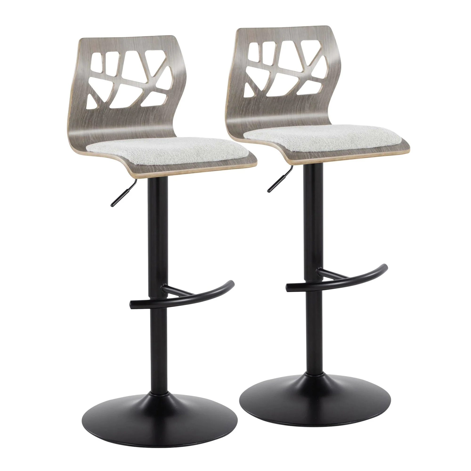 Folia Adjustable Barstool - Set of 2 By LumiSource - BS-FOLIAFB-RT2 BKLGYLGY2 - Image 5