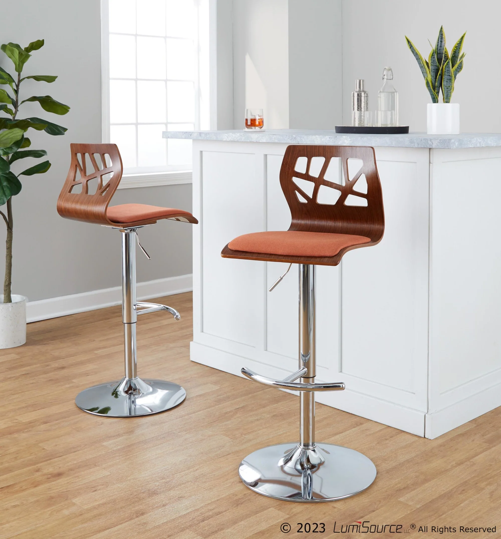 Folia Adjustable Barstool - Set of 2 By LumiSource - BS-FOLIAFB-RT2 CHRLGYLGY2 - Image 18
