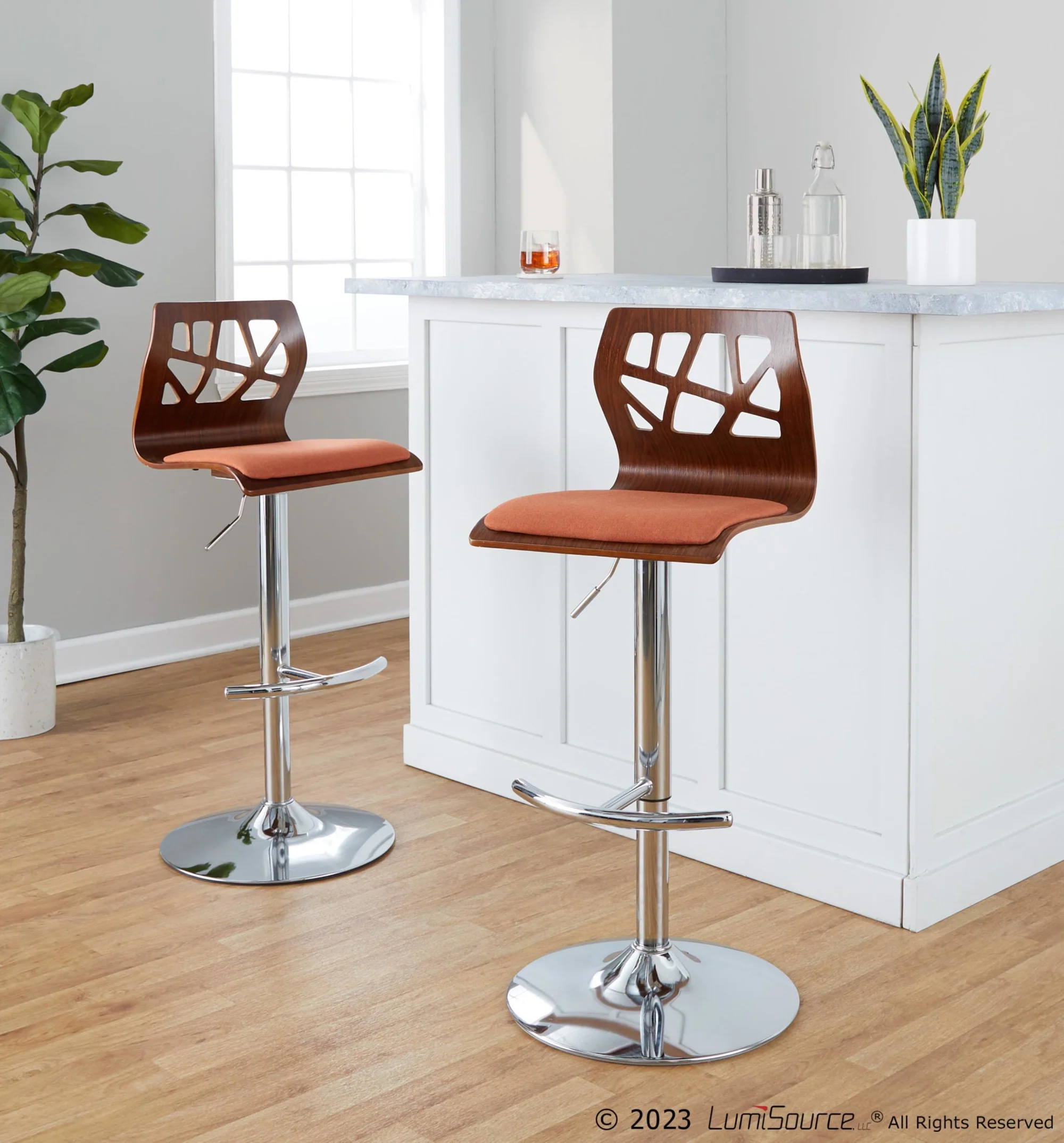 Folia Adjustable Barstool - Set of 2 By LumiSource - BS-FOLIAFB-RT2 CHRLGYLGY2 - Image 19