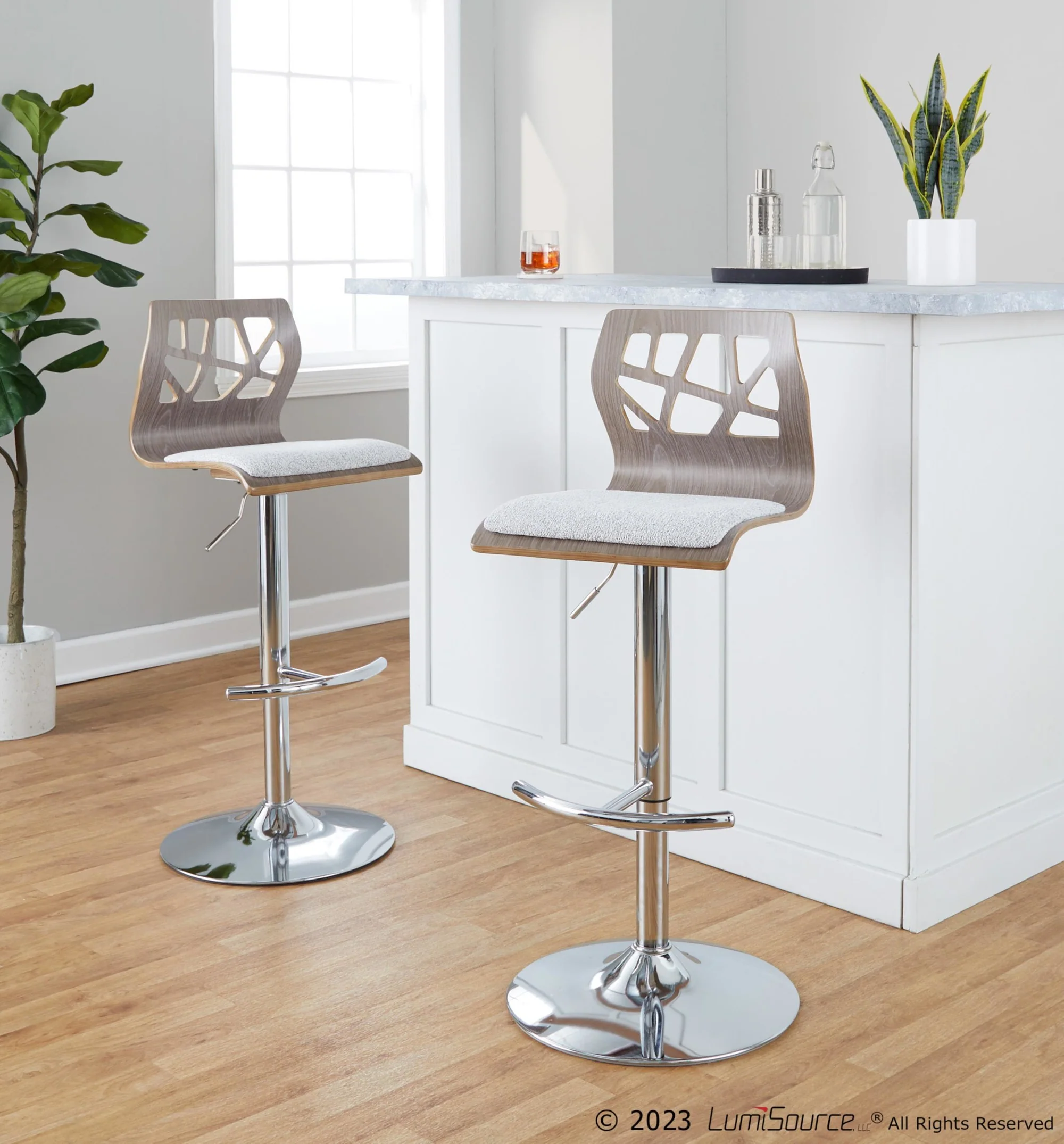 Folia Adjustable Barstool - Set of 2 By LumiSource - BS-FOLIAFB-RT2 CHRLGYLGY2 - Image 2