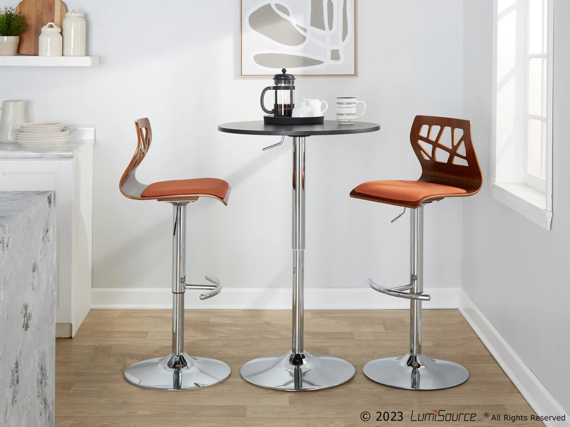 Folia Adjustable Barstool - Set of 2 By LumiSource - BS-FOLIAFB-RT2 CHRLGYLGY2 - Image 20