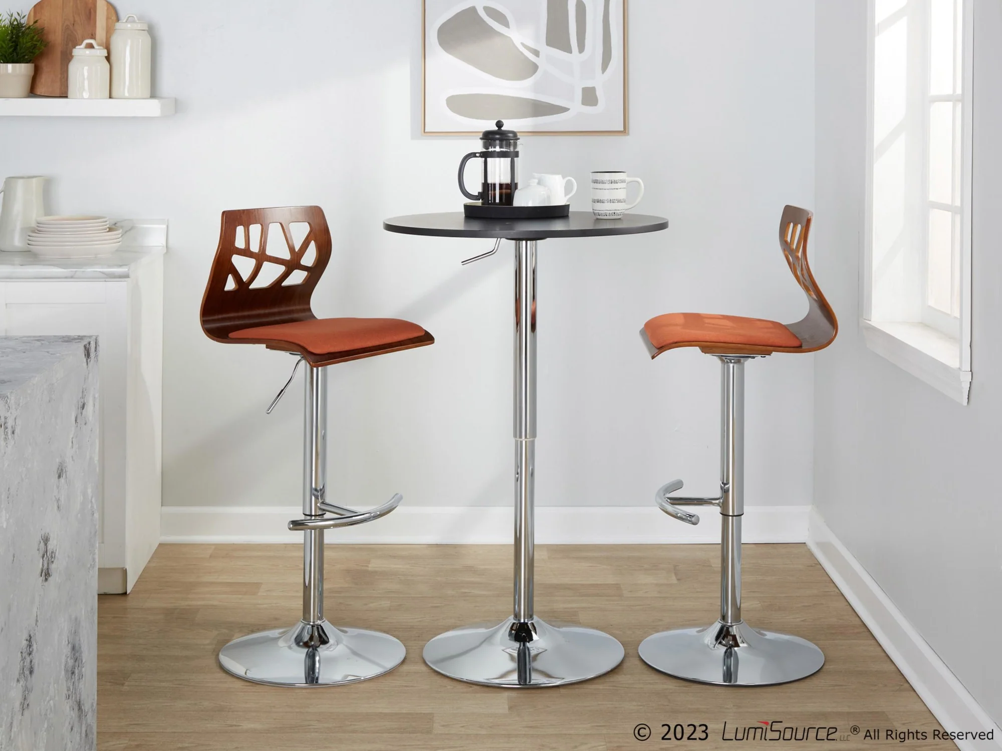 Folia Adjustable Barstool - Set of 2 By LumiSource - BS-FOLIAFB-RT2 CHRLGYLGY2 - Image 21