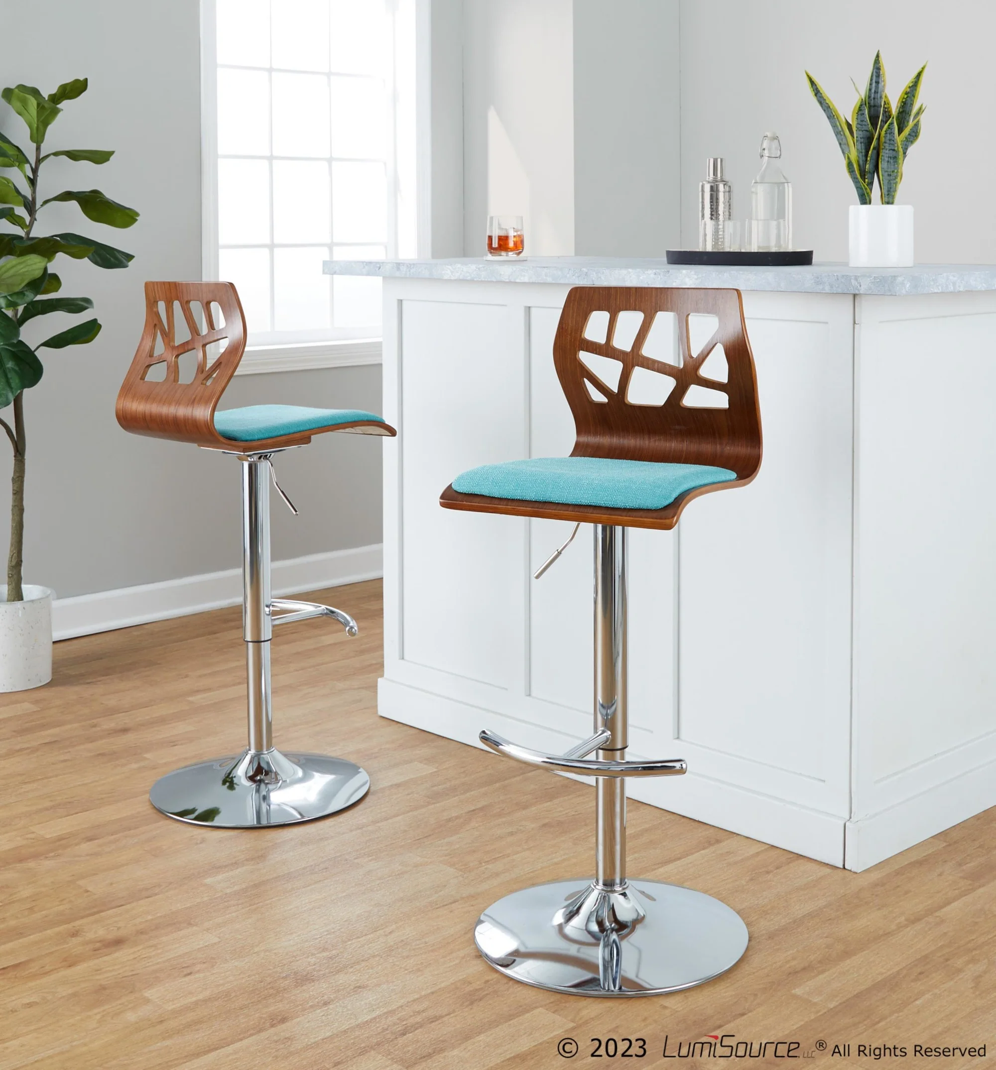 Folia Adjustable Barstool - Set of 2 By LumiSource - BS-FOLIAFB-RT2 CHRLGYLGY2 - Image 28
