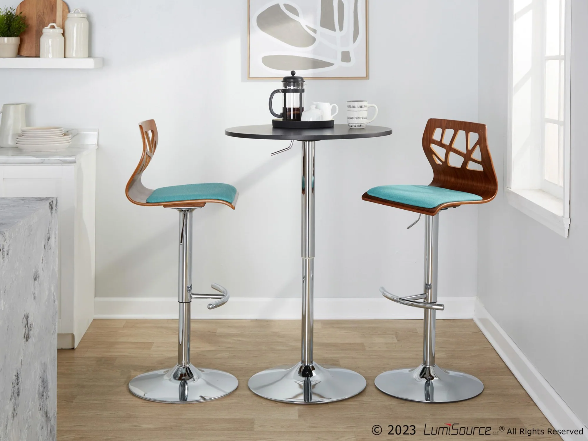 Folia Adjustable Barstool - Set of 2 By LumiSource - BS-FOLIAFB-RT2 CHRLGYLGY2 - Image 30
