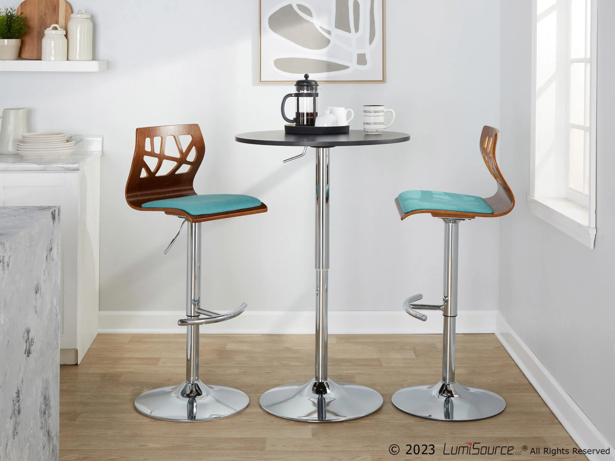 Folia Adjustable Barstool - Set of 2 By LumiSource - BS-FOLIAFB-RT2 CHRLGYLGY2 - Image 31