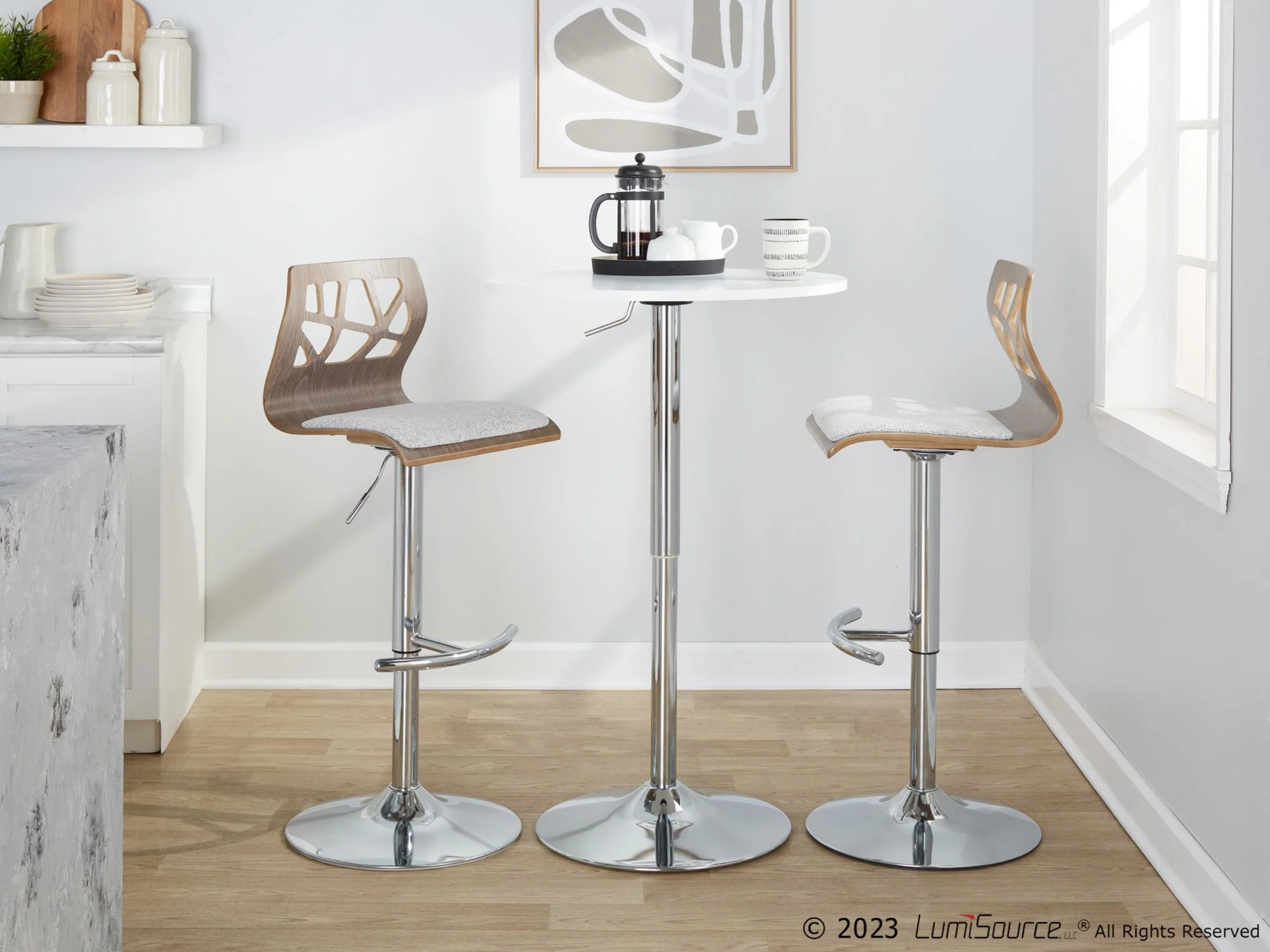 Folia Adjustable Barstool - Set of 2 By LumiSource - BS-FOLIAFB-RT2 CHRLGYLGY2 - Image 4