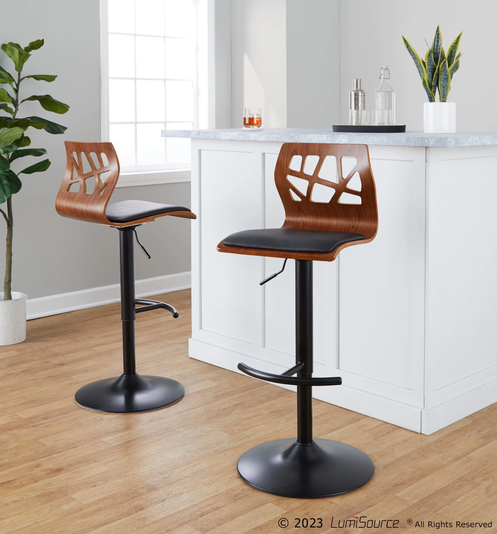 Folia Adjustable Barstool - Set of 2 By LumiSource - BS-FOLIAPU-RT2 BKNACR2 - Image 12