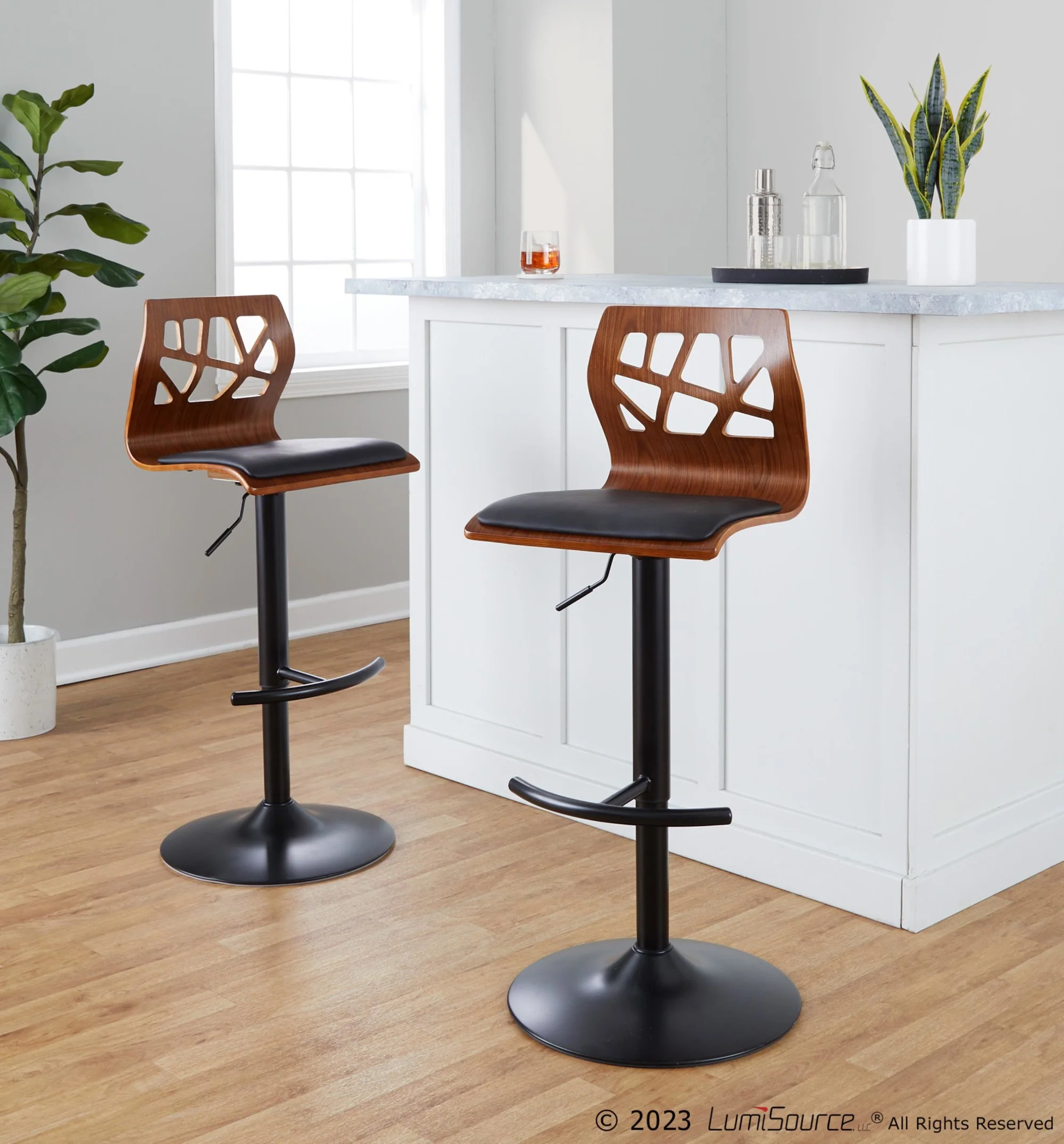 Folia Adjustable Barstool - Set of 2 By LumiSource - BS-FOLIAPU-RT2 BKNACR2 - Image 13