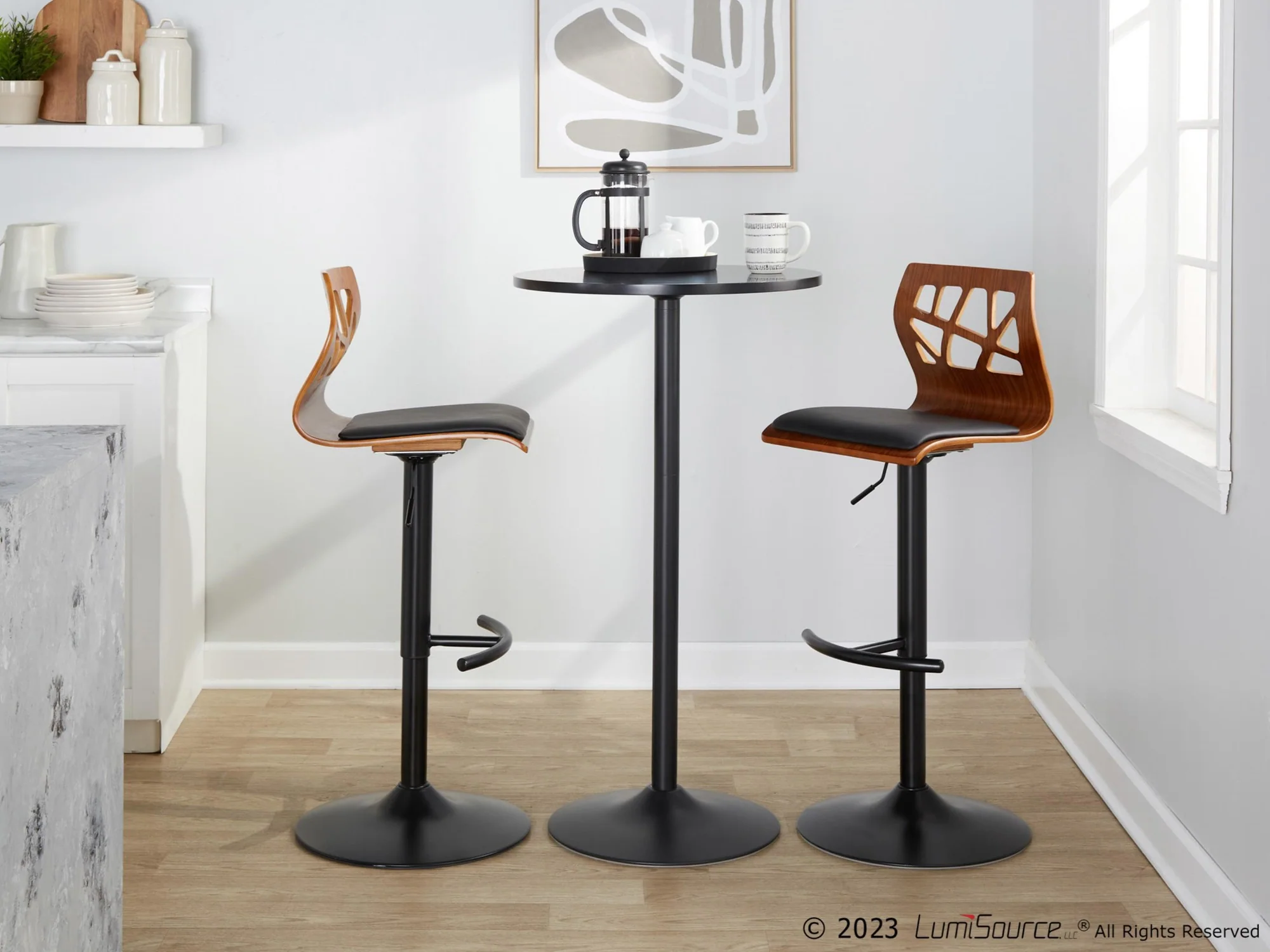 Folia Adjustable Barstool - Set of 2 By LumiSource - BS-FOLIAPU-RT2 BKNACR2 - Image 14