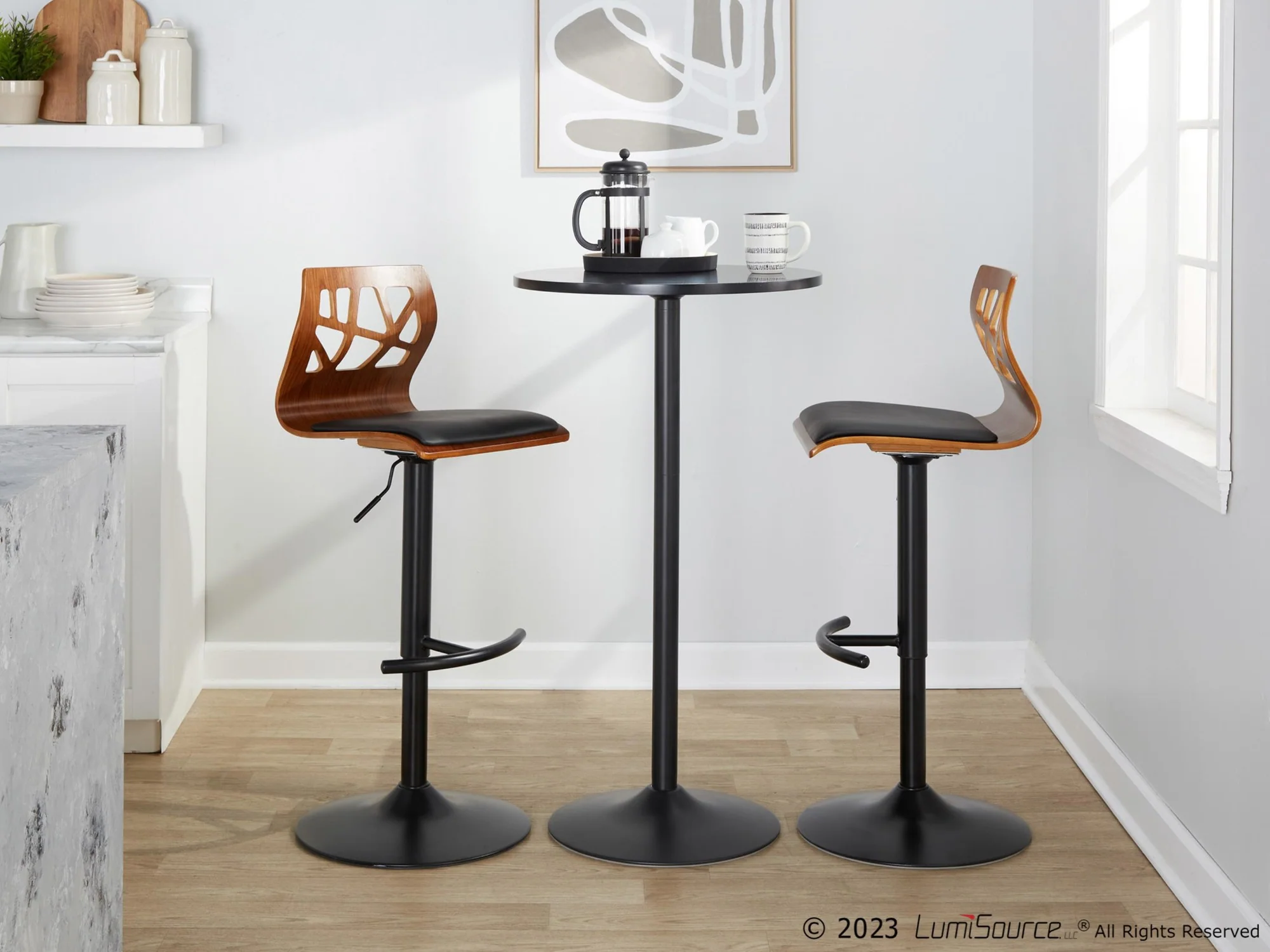 Folia Adjustable Barstool - Set of 2 By LumiSource - BS-FOLIAPU-RT2 BKNACR2 - Image 15