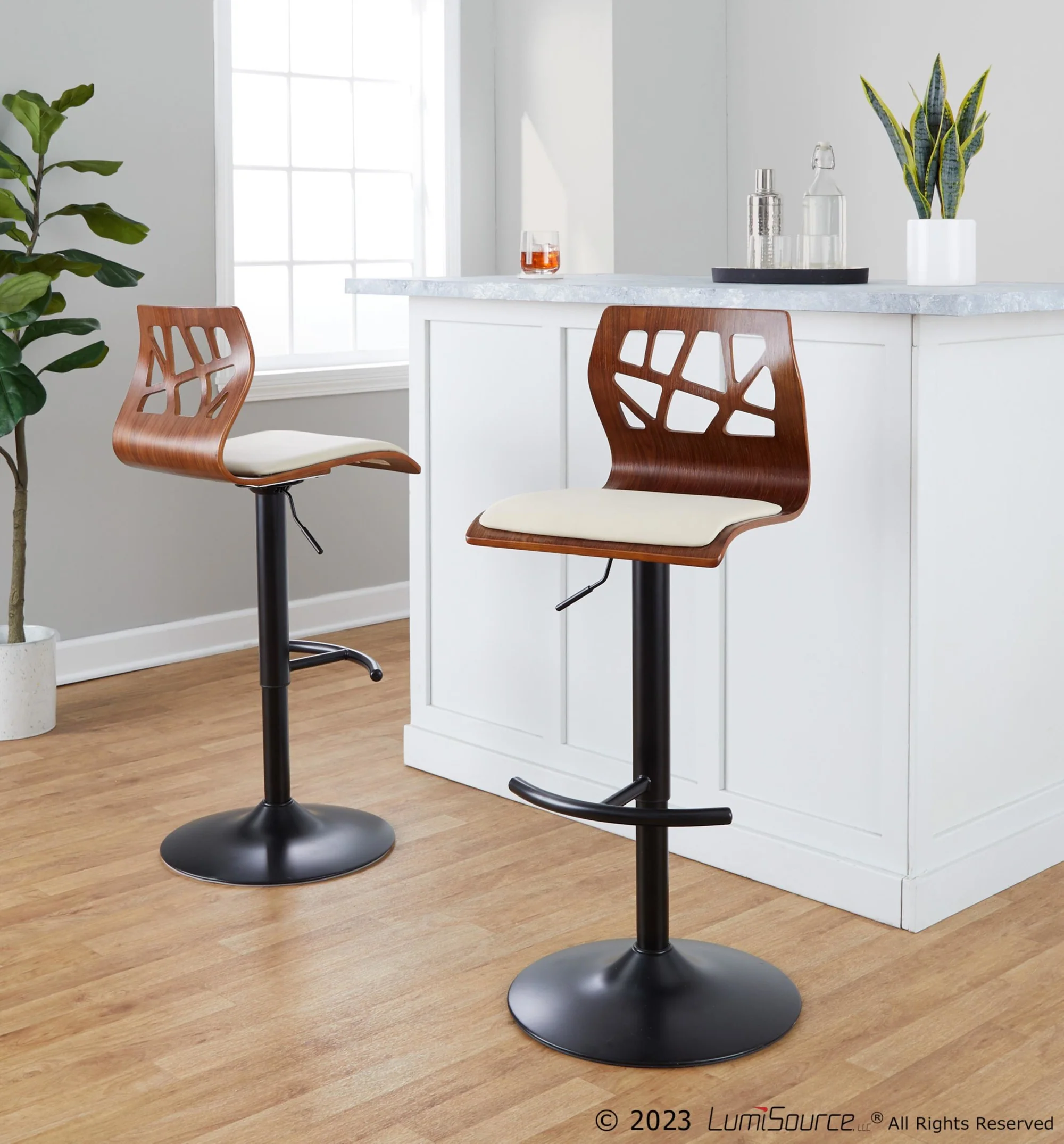 Folia Adjustable Barstool - Set of 2 By LumiSource - BS-FOLIAPU-RT2 BKNACR2 - Image 22