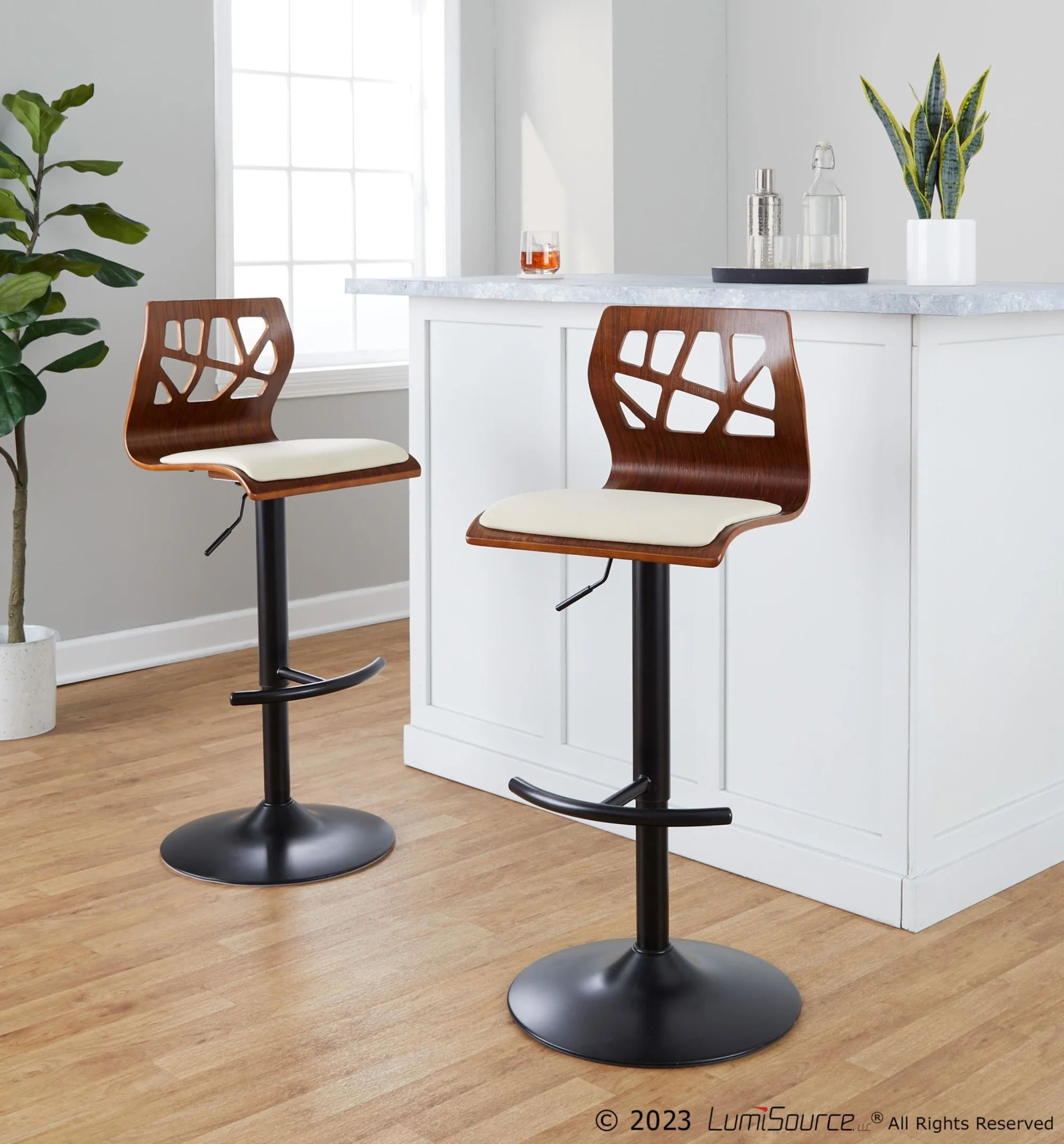Folia Adjustable Barstool - Set of 2 By LumiSource - BS-FOLIAPU-RT2 BKNACR2 - Image 23