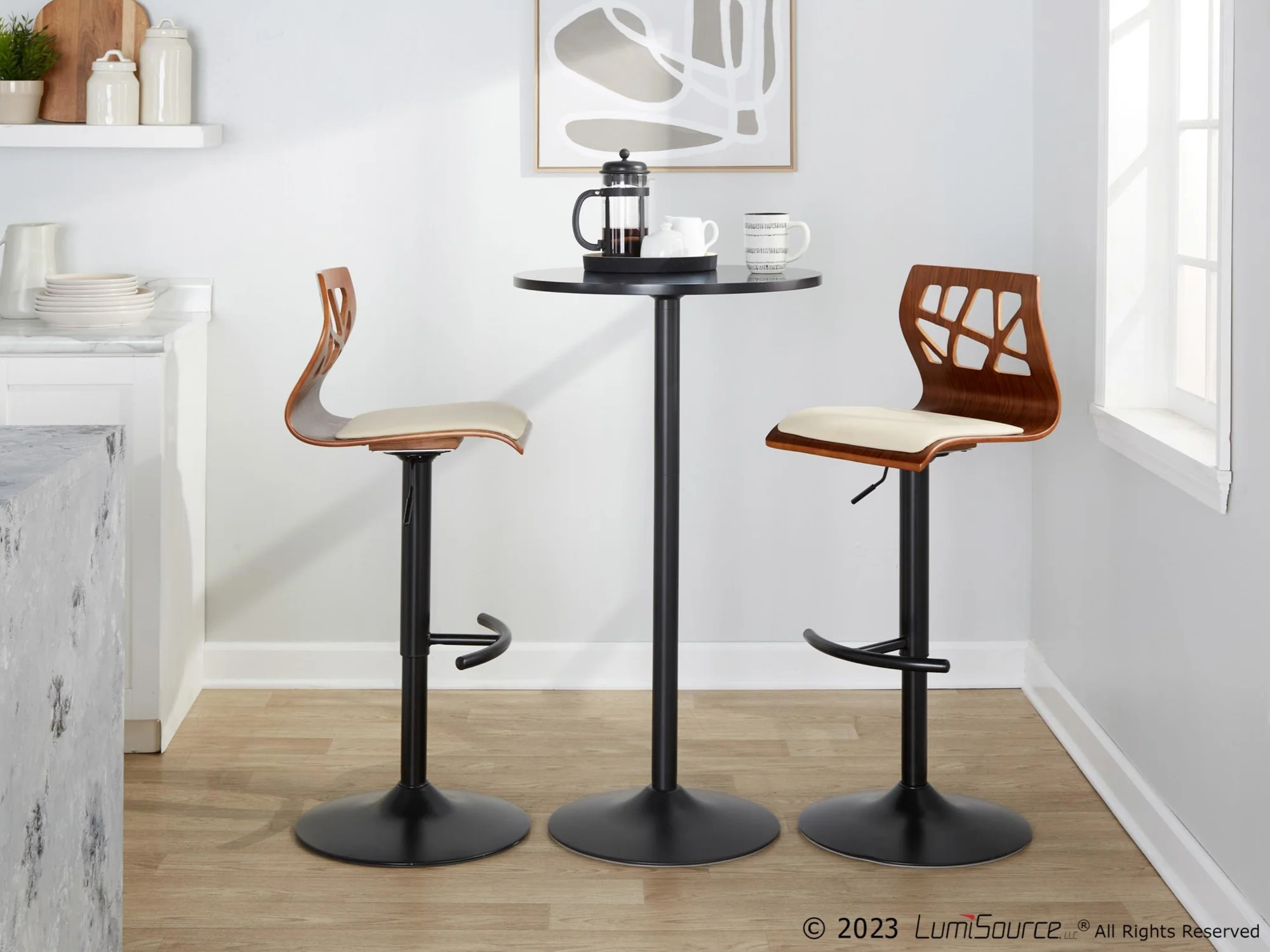 Folia Adjustable Barstool - Set of 2 By LumiSource - BS-FOLIAPU-RT2 BKNACR2 - Image 24