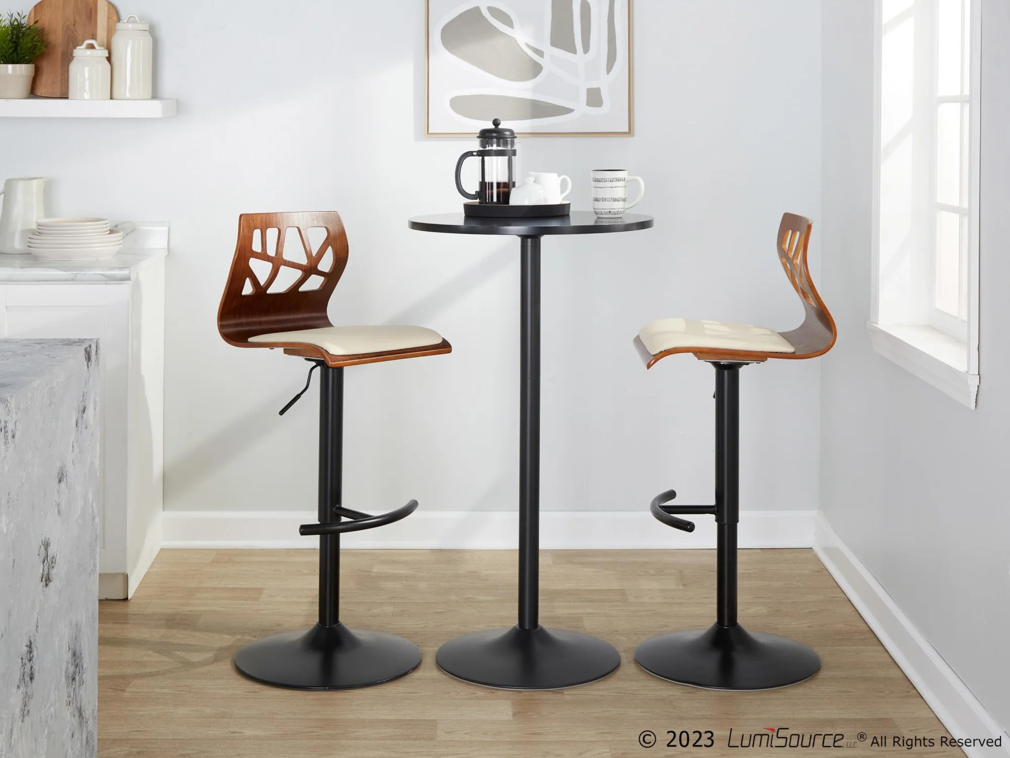 Folia Adjustable Barstool - Set of 2 By LumiSource - BS-FOLIAPU-RT2 BKNACR2 - Image 25
