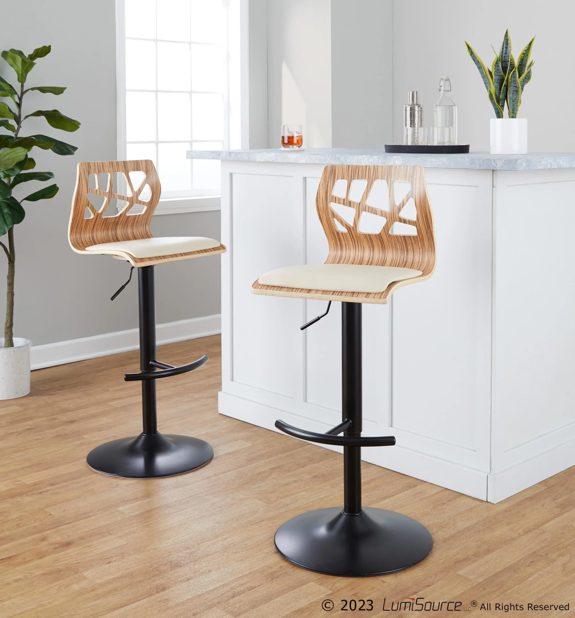 Folia Adjustable Barstool - Set of 2 By LumiSource - BS-FOLIAPU-RT2 BKNACR2 - Image 33