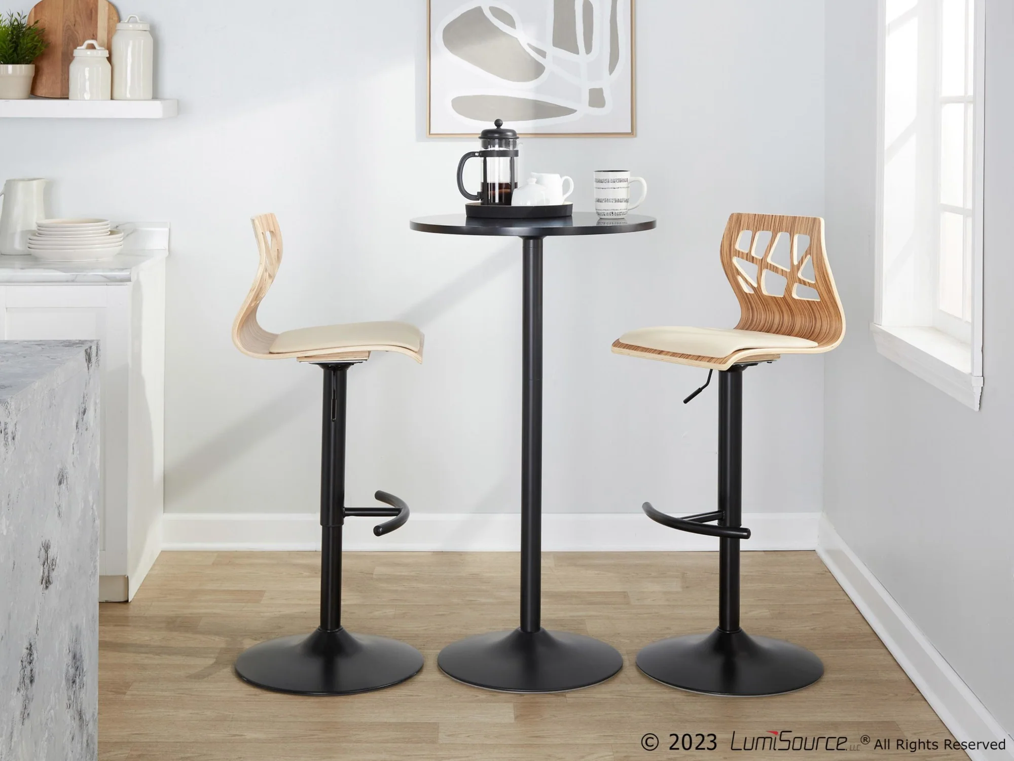 Folia Adjustable Barstool - Set of 2 By LumiSource - BS-FOLIAPU-RT2 BKNACR2 - Image 34