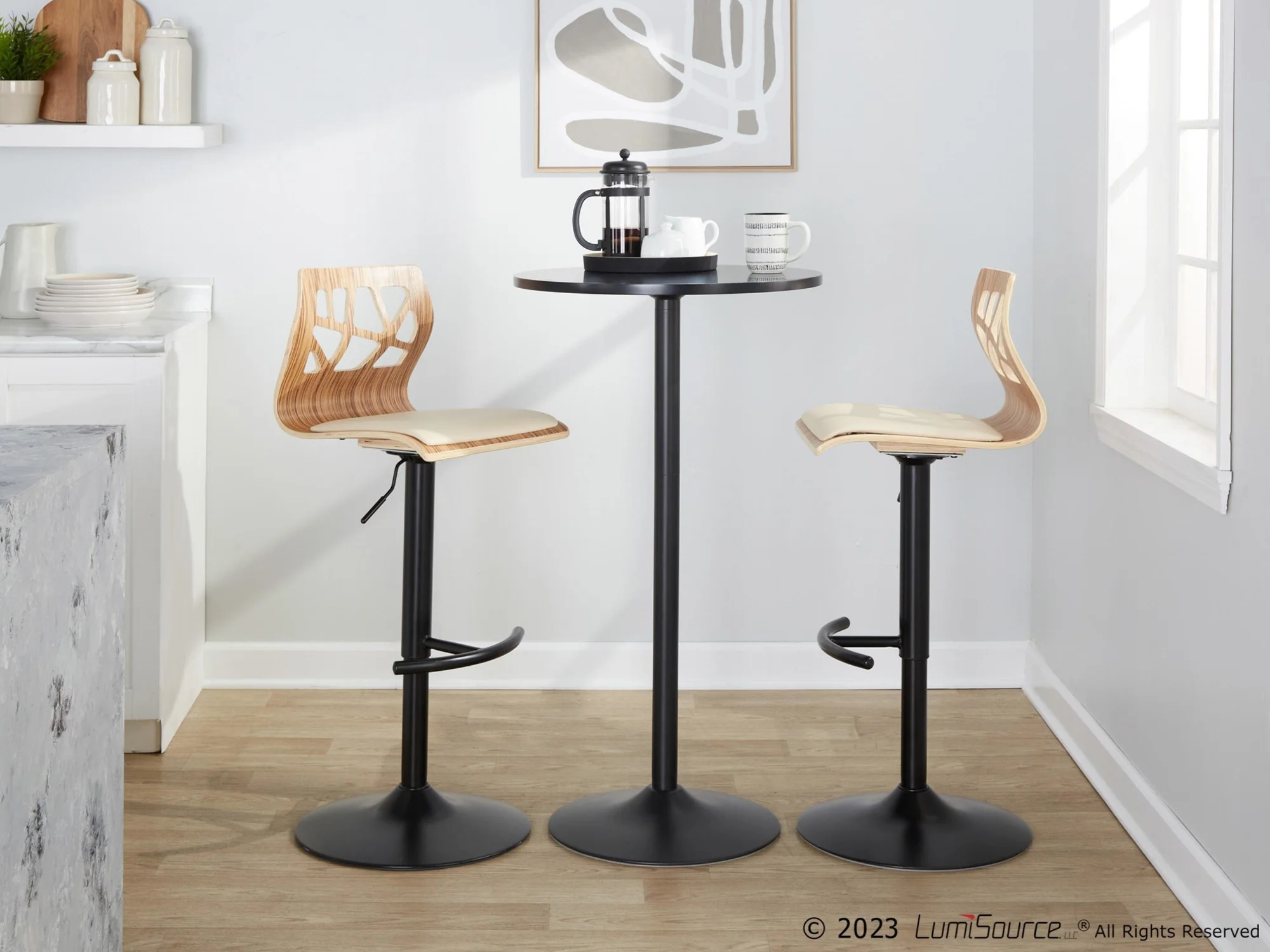 Folia Adjustable Barstool - Set of 2 By LumiSource - BS-FOLIAPU-RT2 BKNACR2 - Image 35