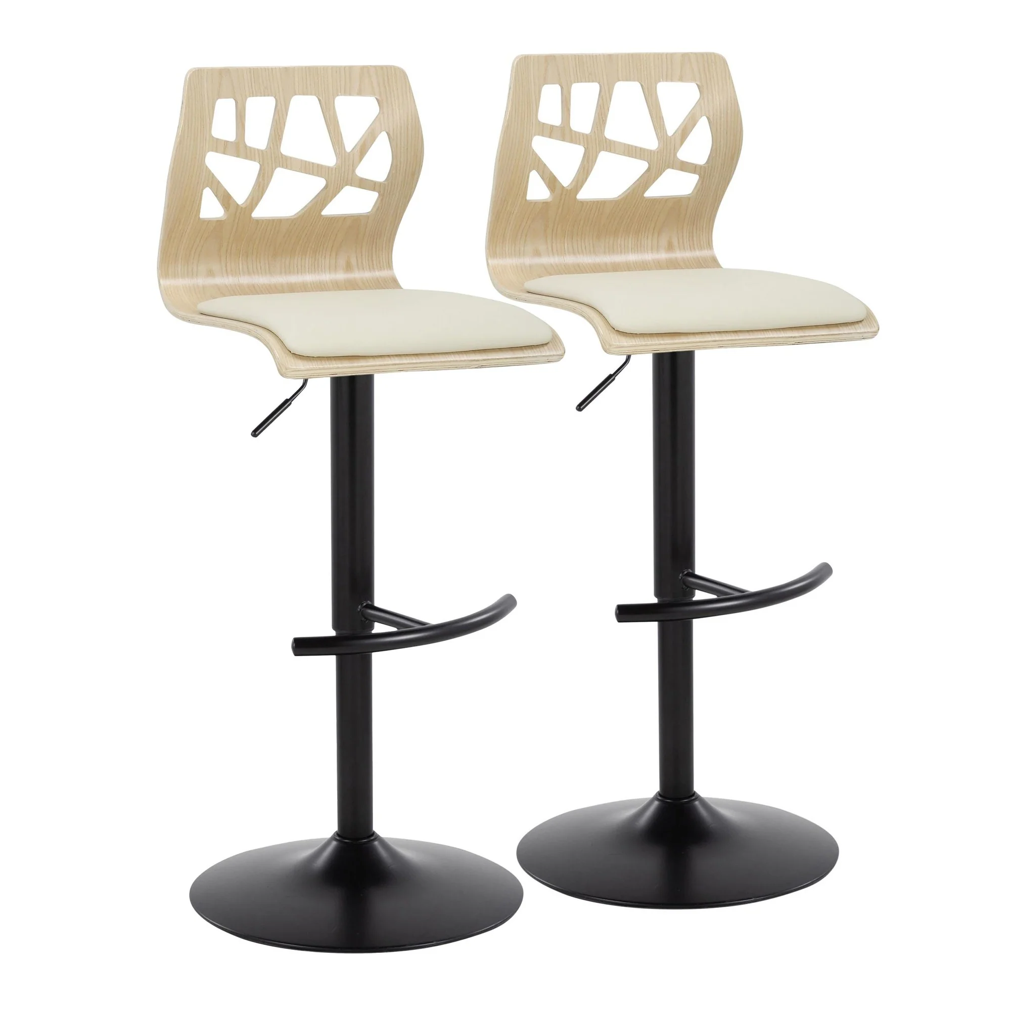 Folia Adjustable Barstool - Set of 2 By LumiSource - BS-FOLIAPU-RT2 BKNACR2 - Image 5