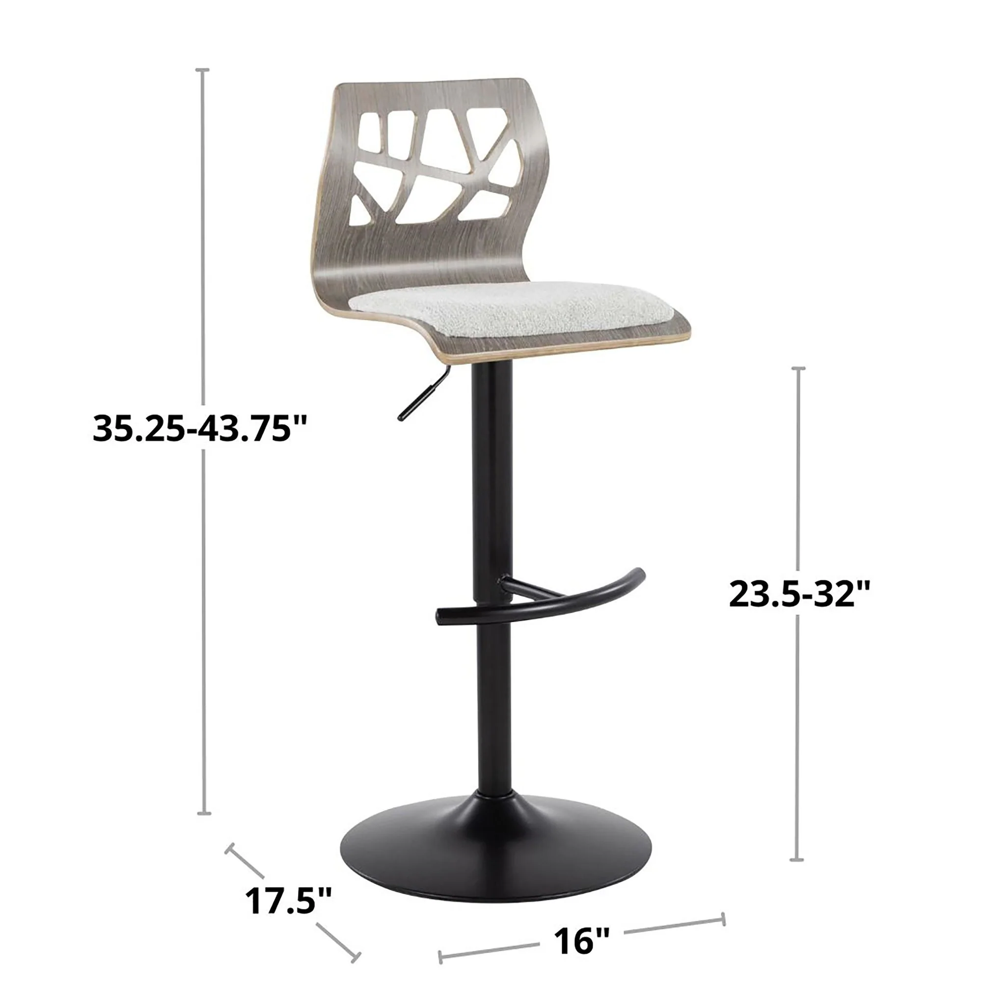 Folia Adjustable Barstool - Set of 2 By LumiSource - BS-FOLIAPU-RT2 CHRNACR2 - Image 10