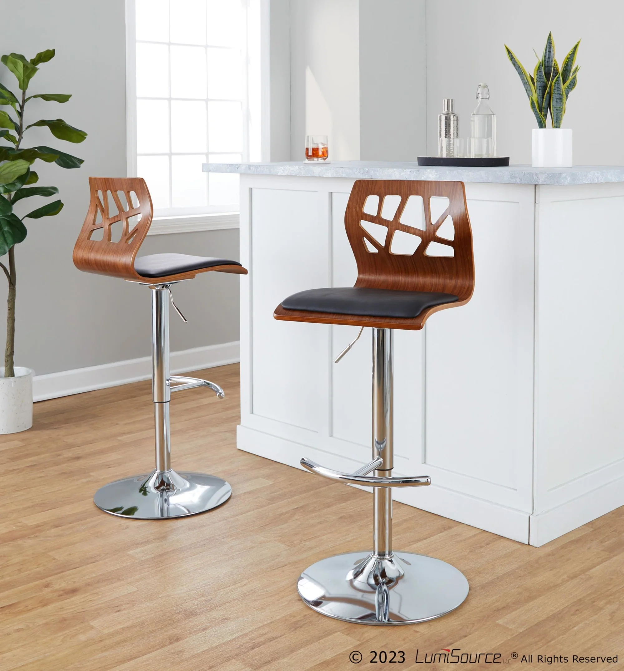 Folia Adjustable Barstool - Set of 2 By LumiSource - BS-FOLIAPU-RT2 CHRNACR2 - Image 12