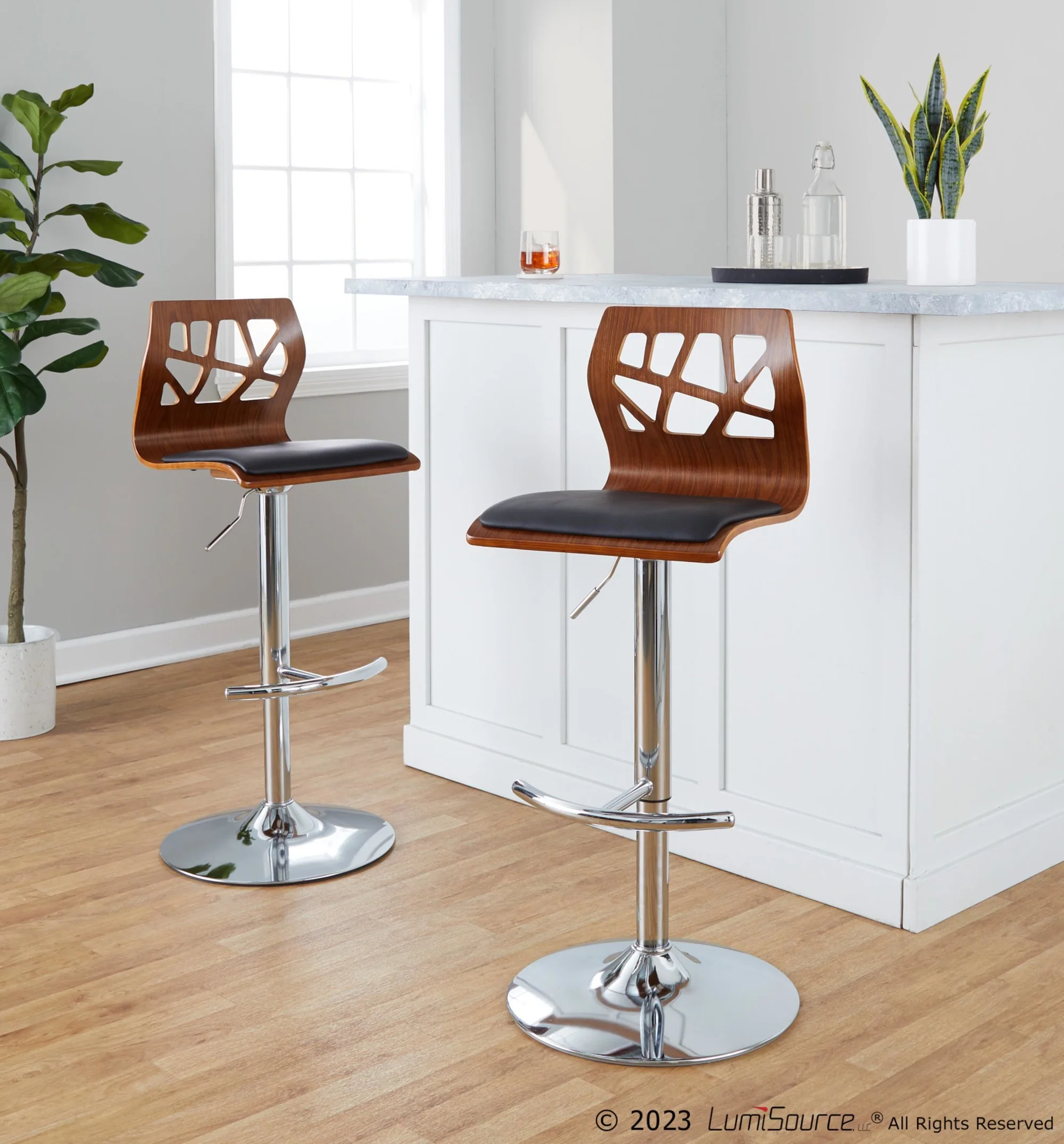 Folia Adjustable Barstool - Set of 2 By LumiSource - BS-FOLIAPU-RT2 CHRNACR2 - Image 13