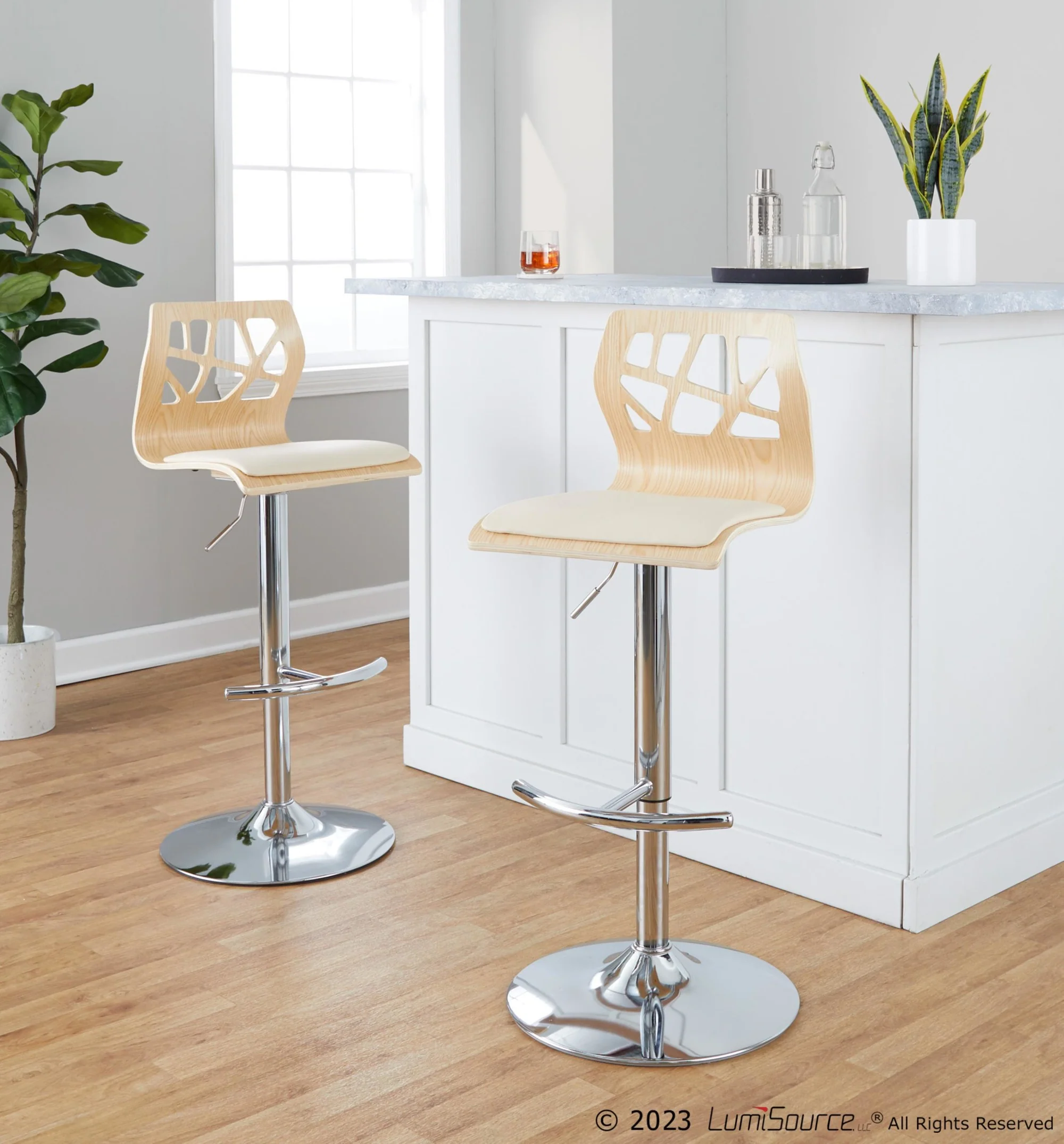 Folia Adjustable Barstool - Set of 2 By LumiSource - BS-FOLIAPU-RT2 CHRNACR2 - Image 2