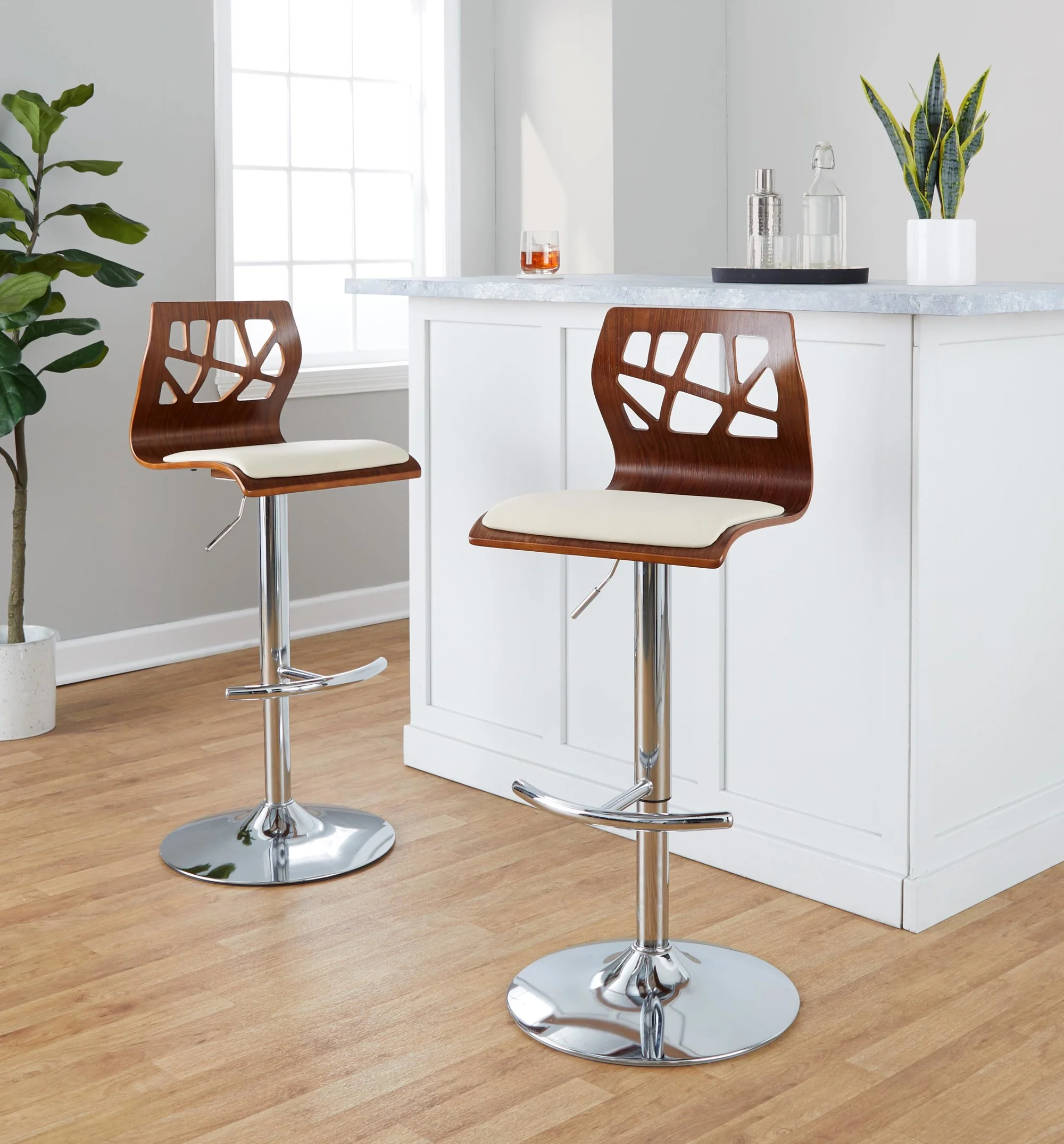 Folia Adjustable Barstool - Set of 2 By LumiSource - BS-FOLIAPU-RT2 CHRNACR2 - Image 24