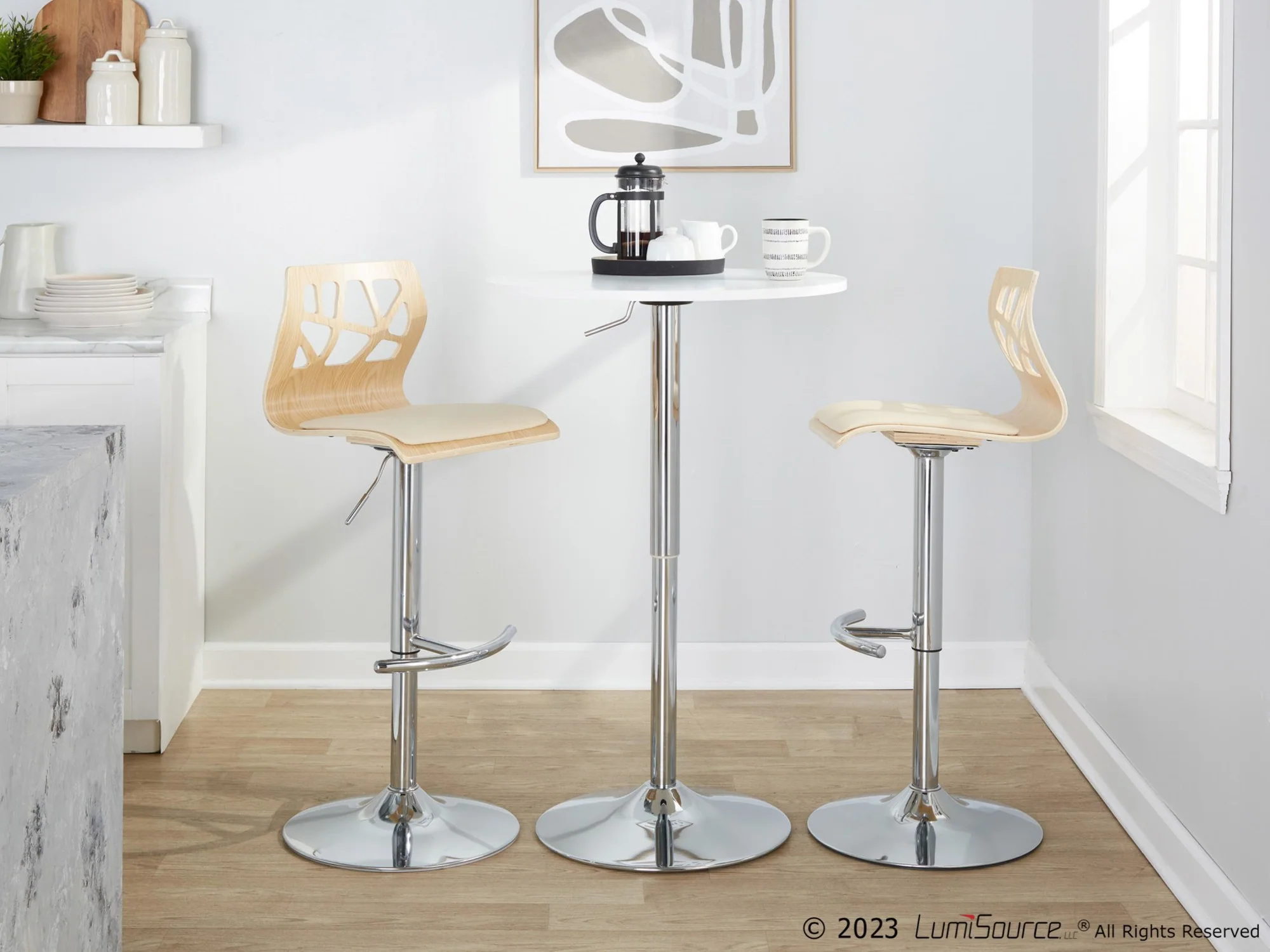Folia Adjustable Barstool - Set of 2 By LumiSource - BS-FOLIAPU-RT2 CHRNACR2 - Image 3